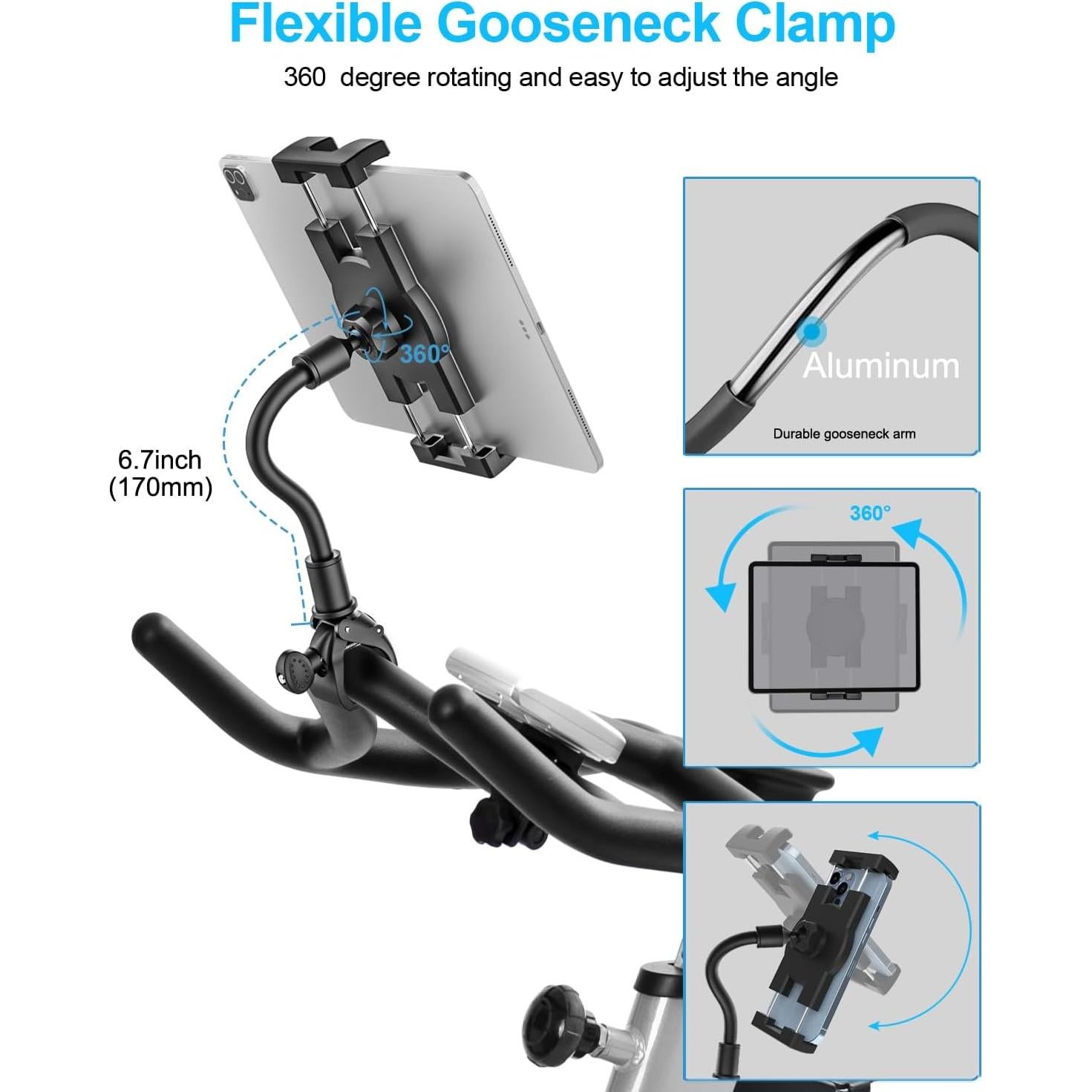 Soporte para Tableta Gooseneck Woleyi para Bicicleta 4-13"