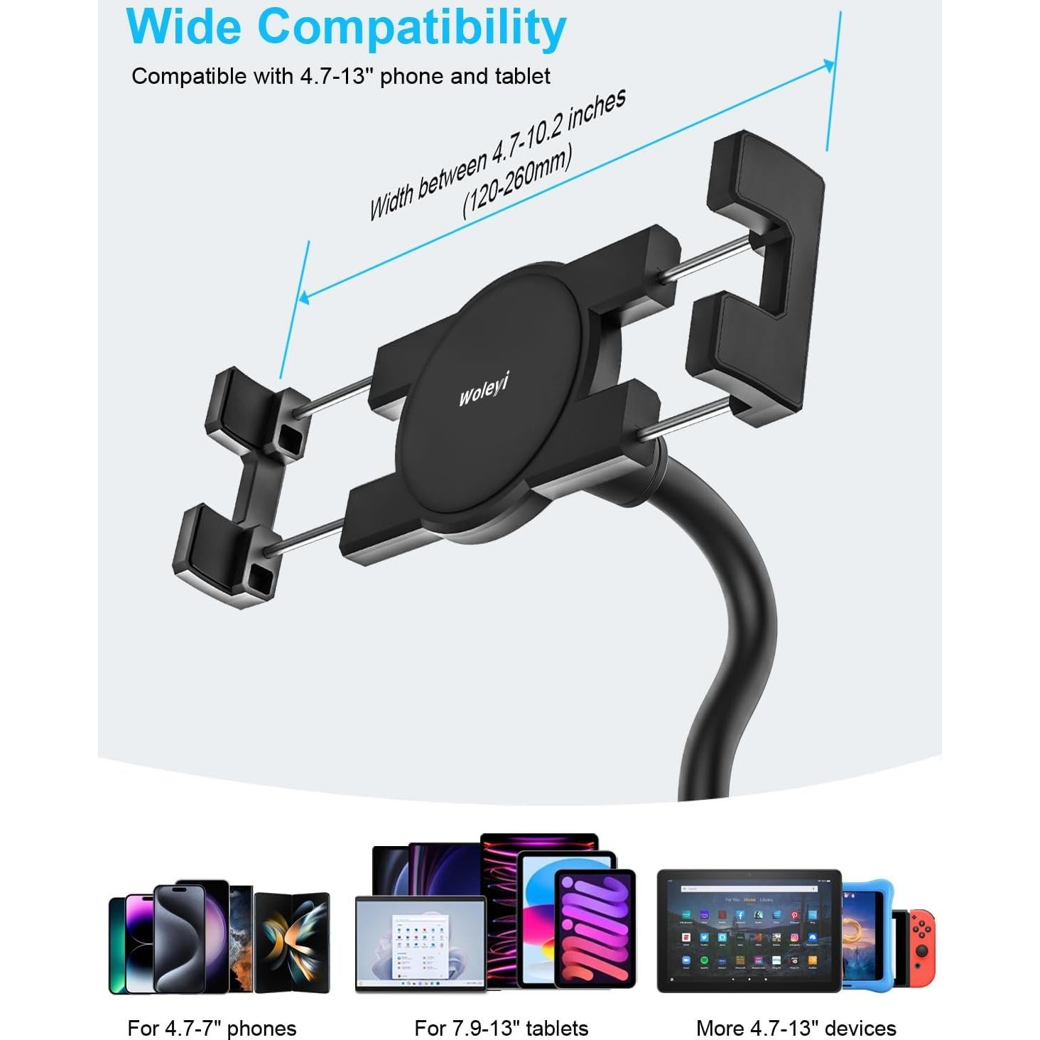 Soporte para Tableta Gooseneck Woleyi para Bicicleta 4-13"