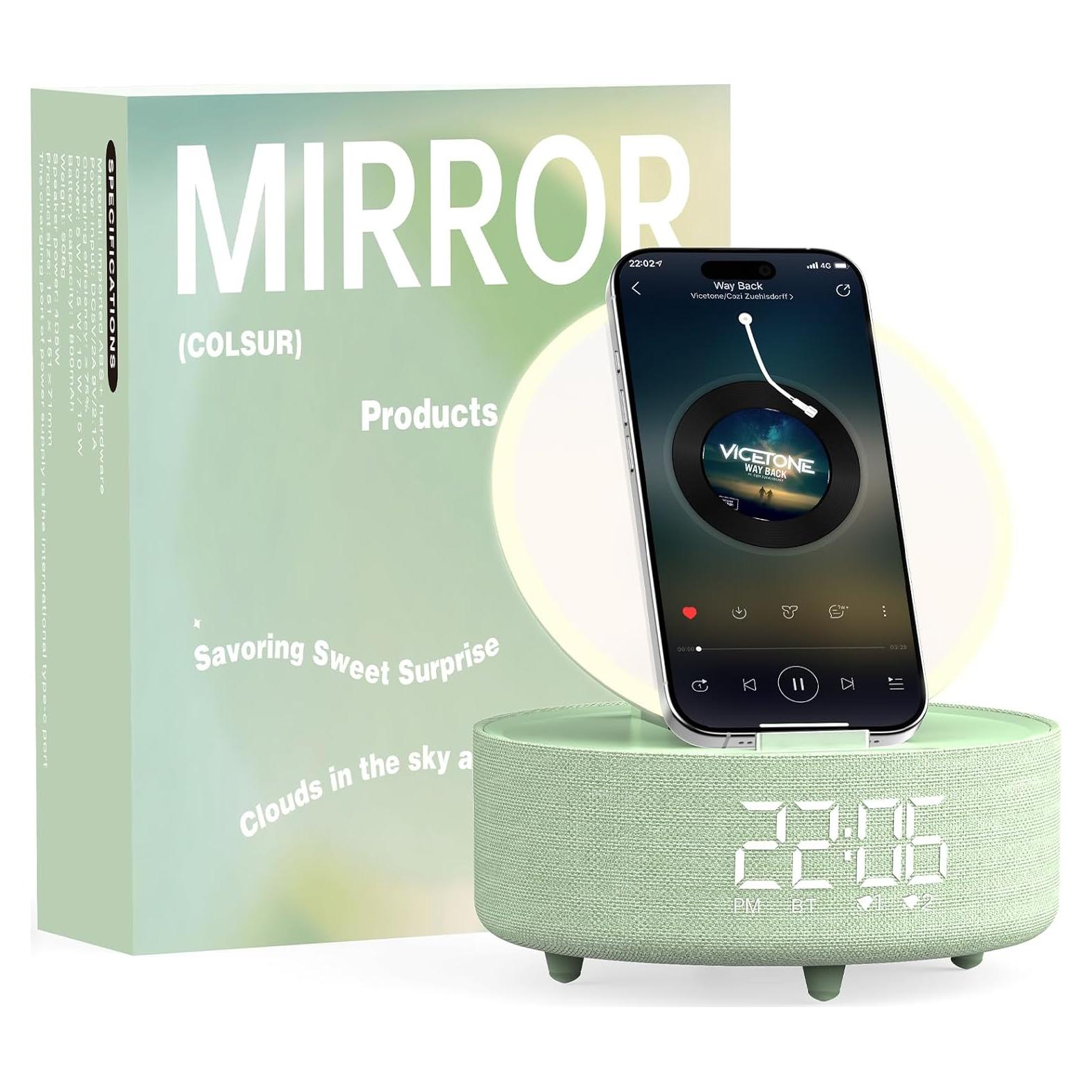 Altavoz Bluetooth COLSUR con Espejo y Reloj Despertador
