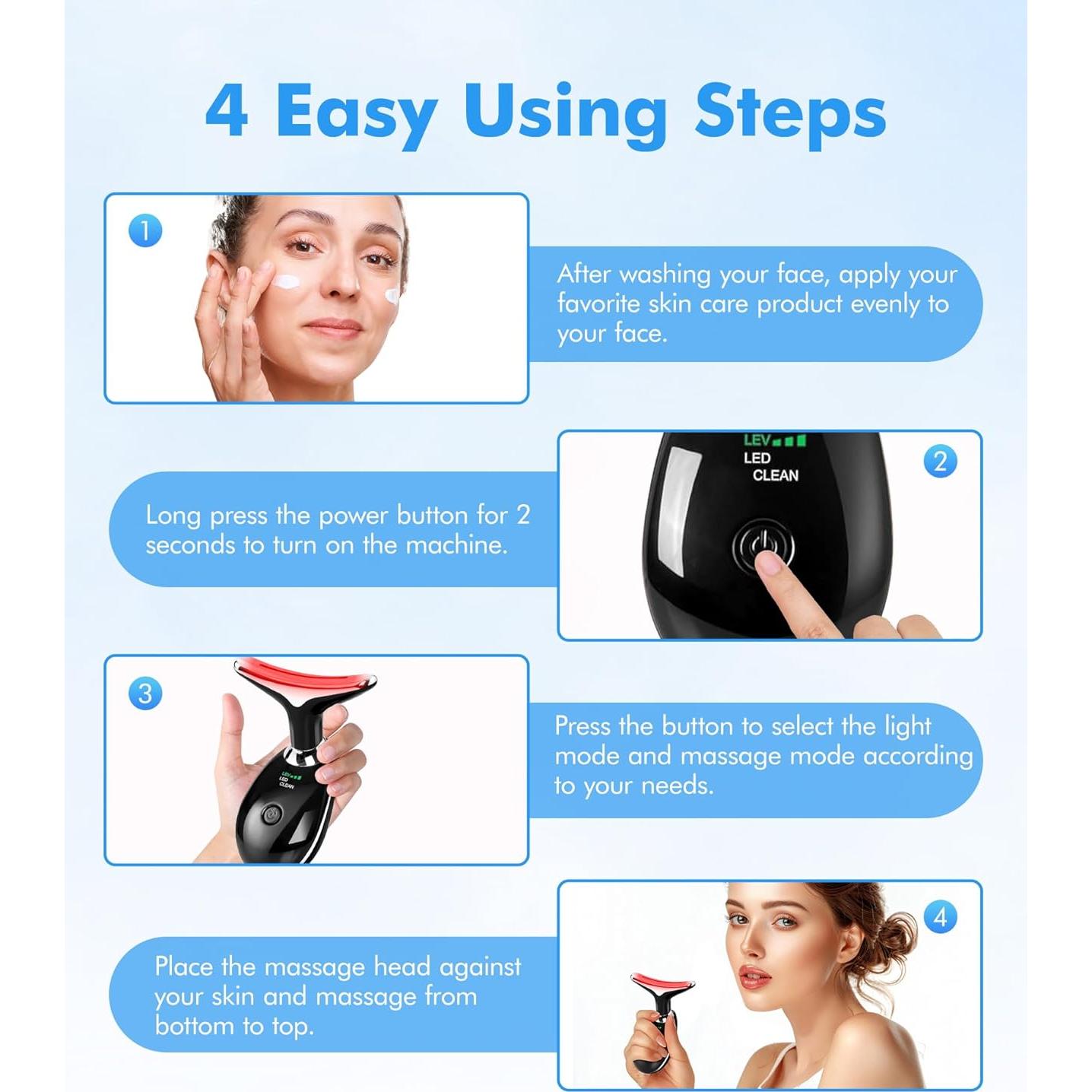 Masajeador Facial Vibrante Sunpint ES-1081 7 Colores Antienvejecimiento