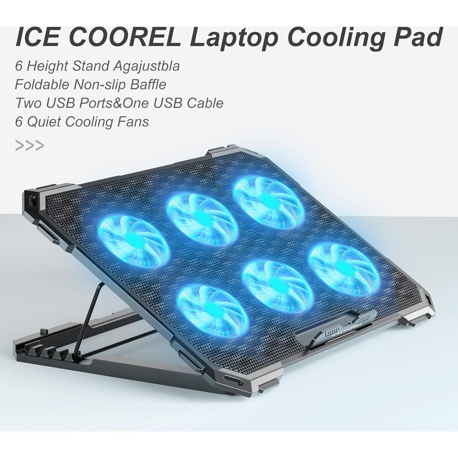 Base de Enfriamiento ICE COOREL 6 Ventiladores 13-15.6 Pulgadas