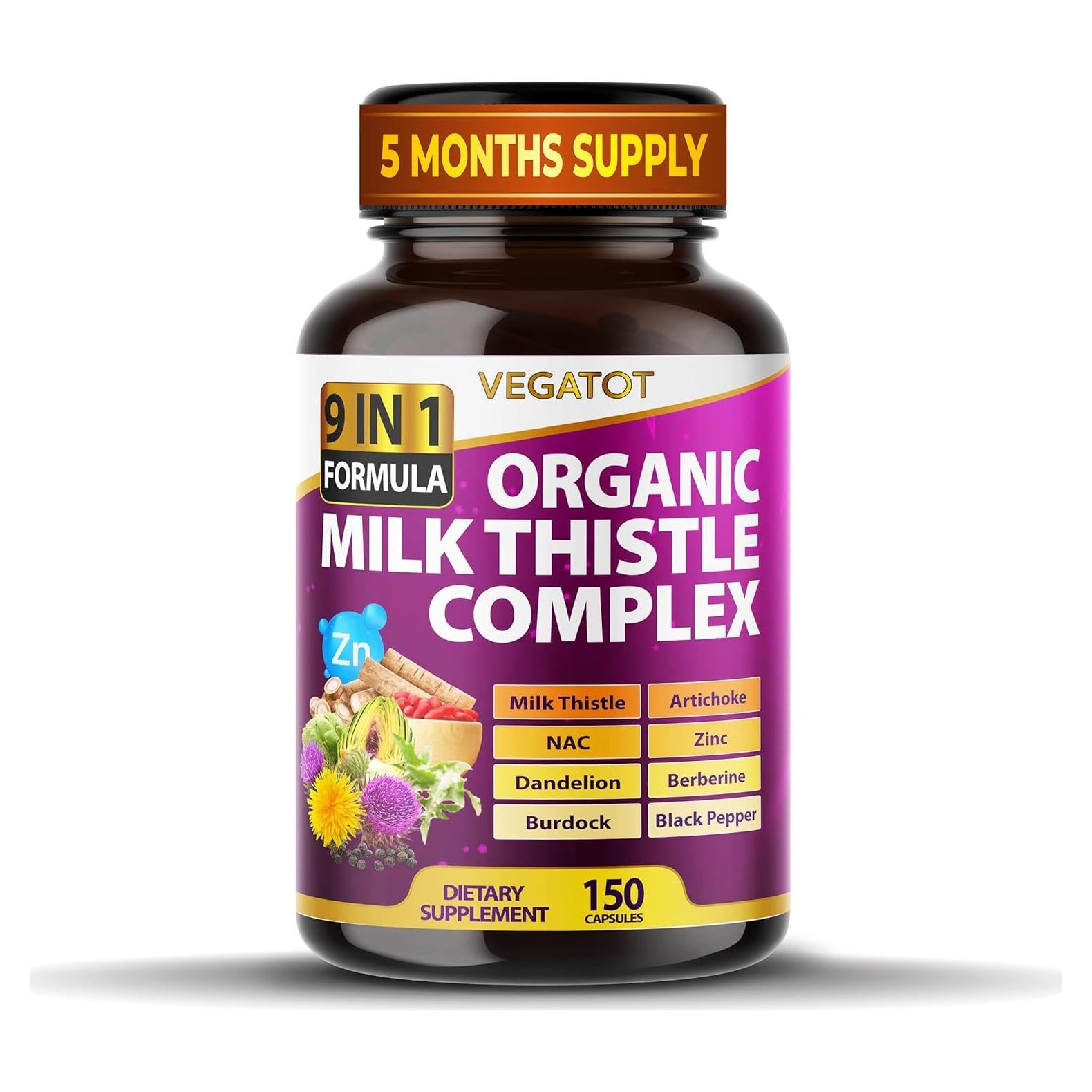 Complejo de Cardo Mariano Orgánico VEGATOT 150 Cápsulas