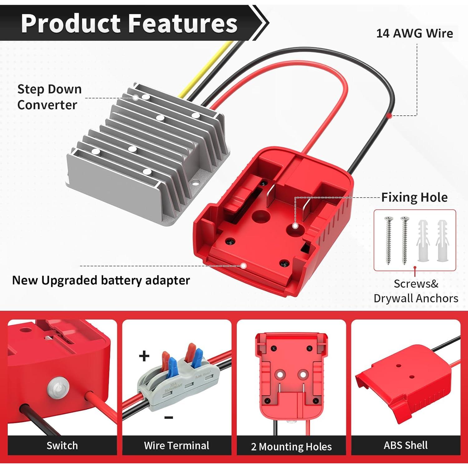 Convertidor de Voltaje DC 18V a 12V Kzreect 20A con Protección