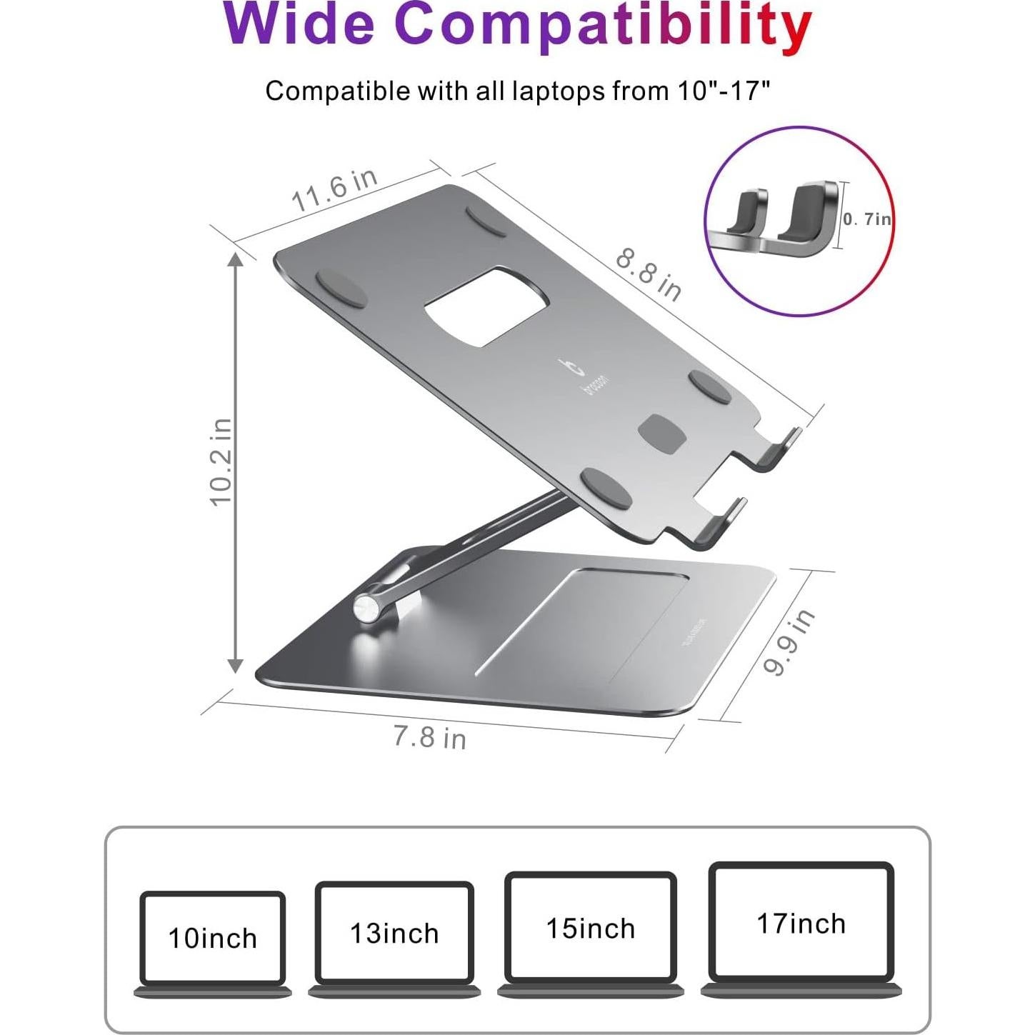 Soporte Ajustable para Laptop brocoon Ergonómico 2.79-25.91 cm