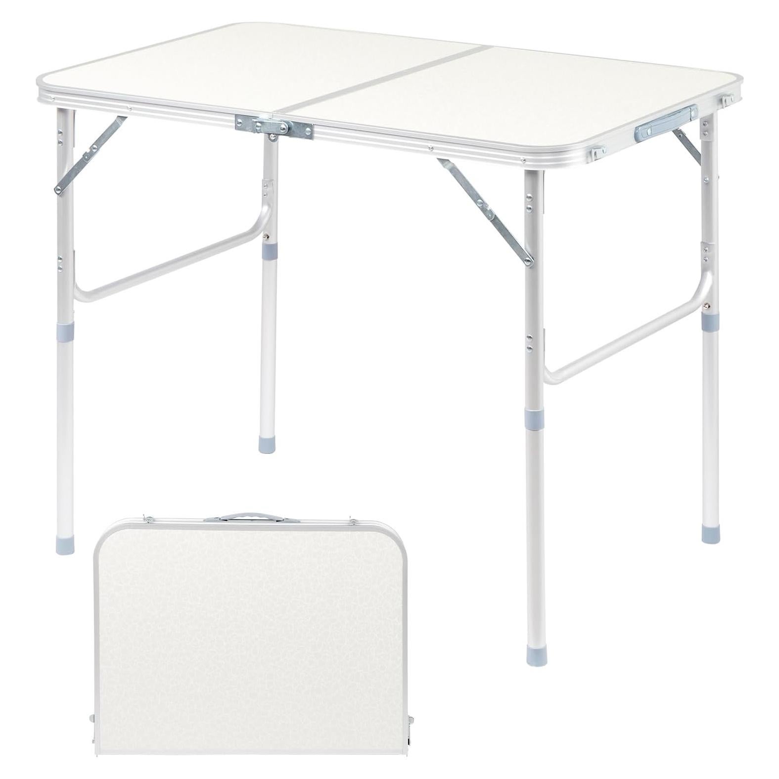 Mesa de Camping VINGLI 3ft Plegable Ajustable Blanca