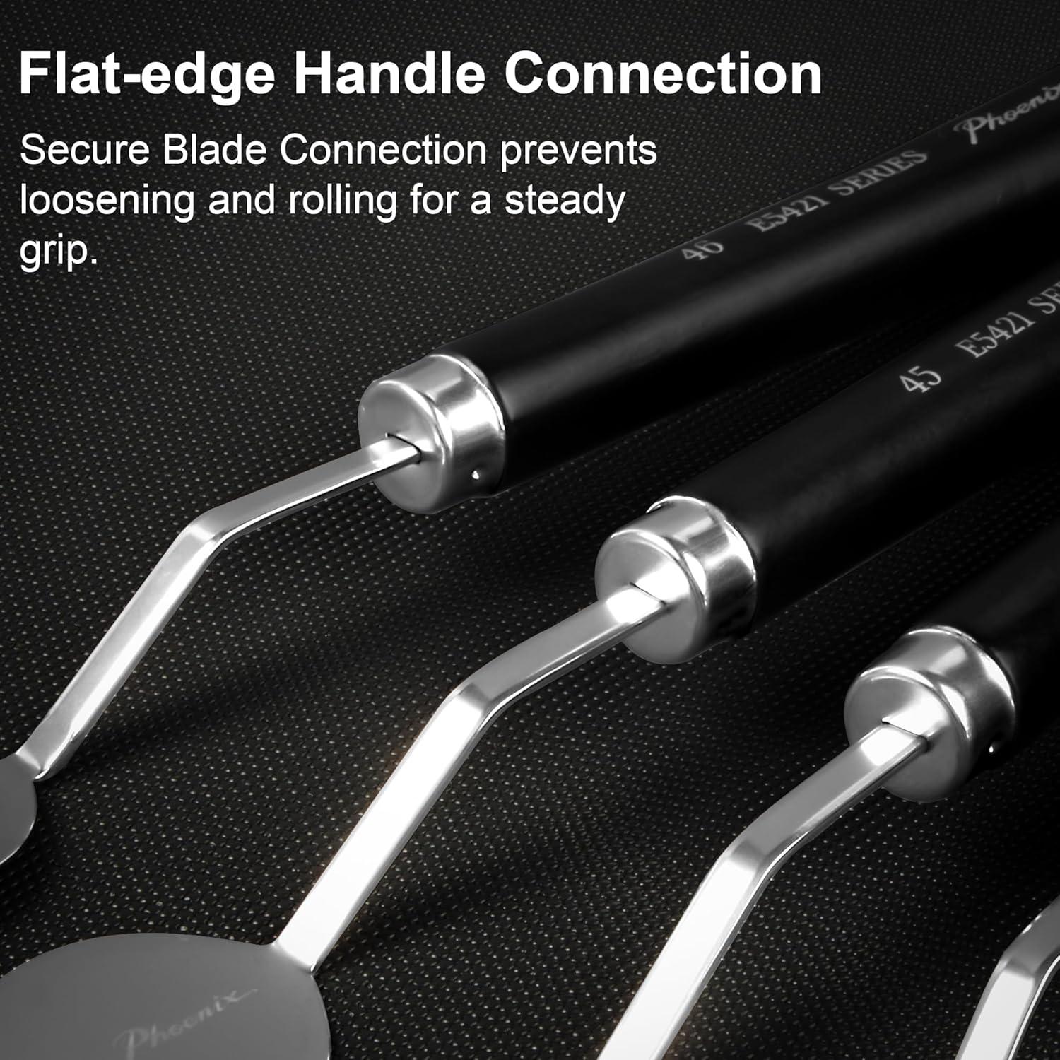 PHOENIX High Flexible Palette Knife Set, 5 Pieces Stainless Steel Painting Knives (31,43,44,46,51) Art Knife with Wood Handle, Paint Spatula for Oil Acrylic Paint - Painting Tools for Artists