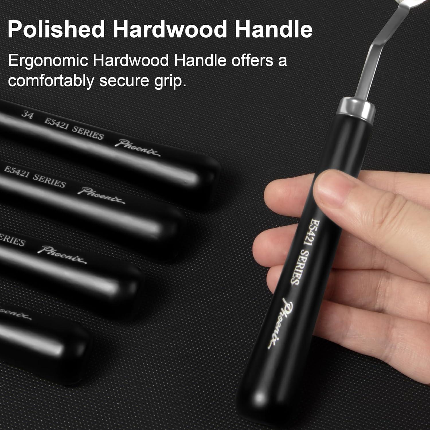 PHOENIX High Flexible Palette Knife Set, 5 Pieces Stainless Steel Painting Knives (31,43,44,46,51) Art Knife with Wood Handle, Paint Spatula for Oil Acrylic Paint - Painting Tools for Artists