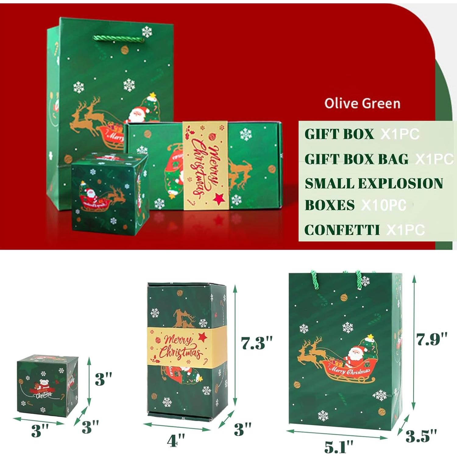 Caja de Regalo Sorpresa Explosiva DYFCNP Verde y Rojo 2025