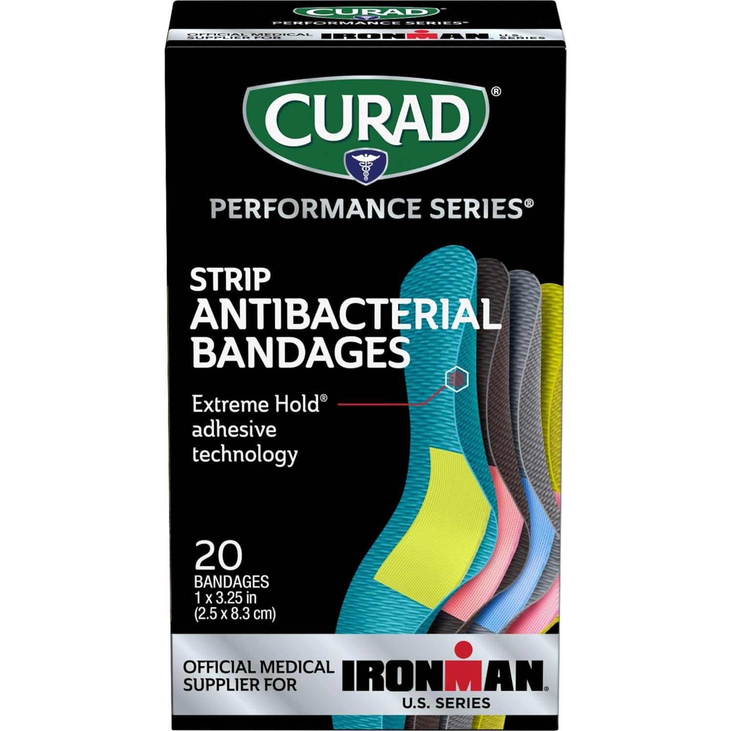 Vendajes Antibacterianos CURAD IRONMAN 20 Unidades 2.54x8.26cm