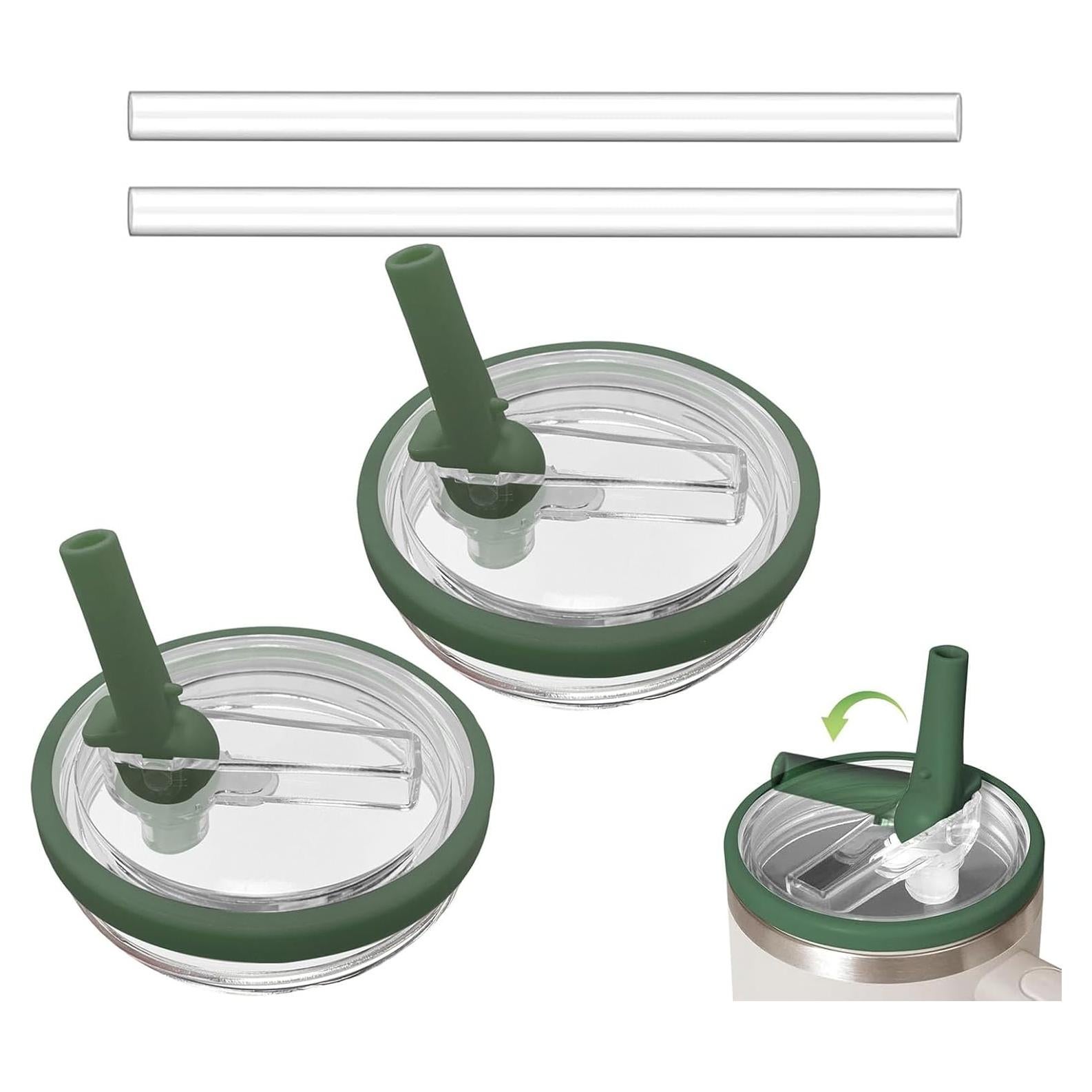 Paquete de 2 Tapas de Popote Invertido Bnoname 30 oz Verde