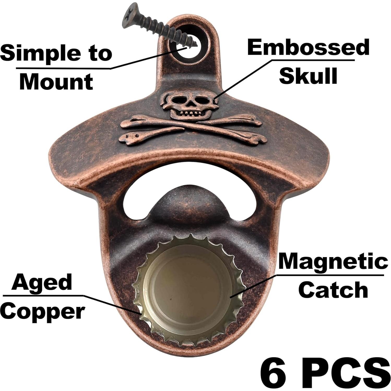 Abrebotellas de Pared HAIICEN Calavera Cobre Antiguo Magnético