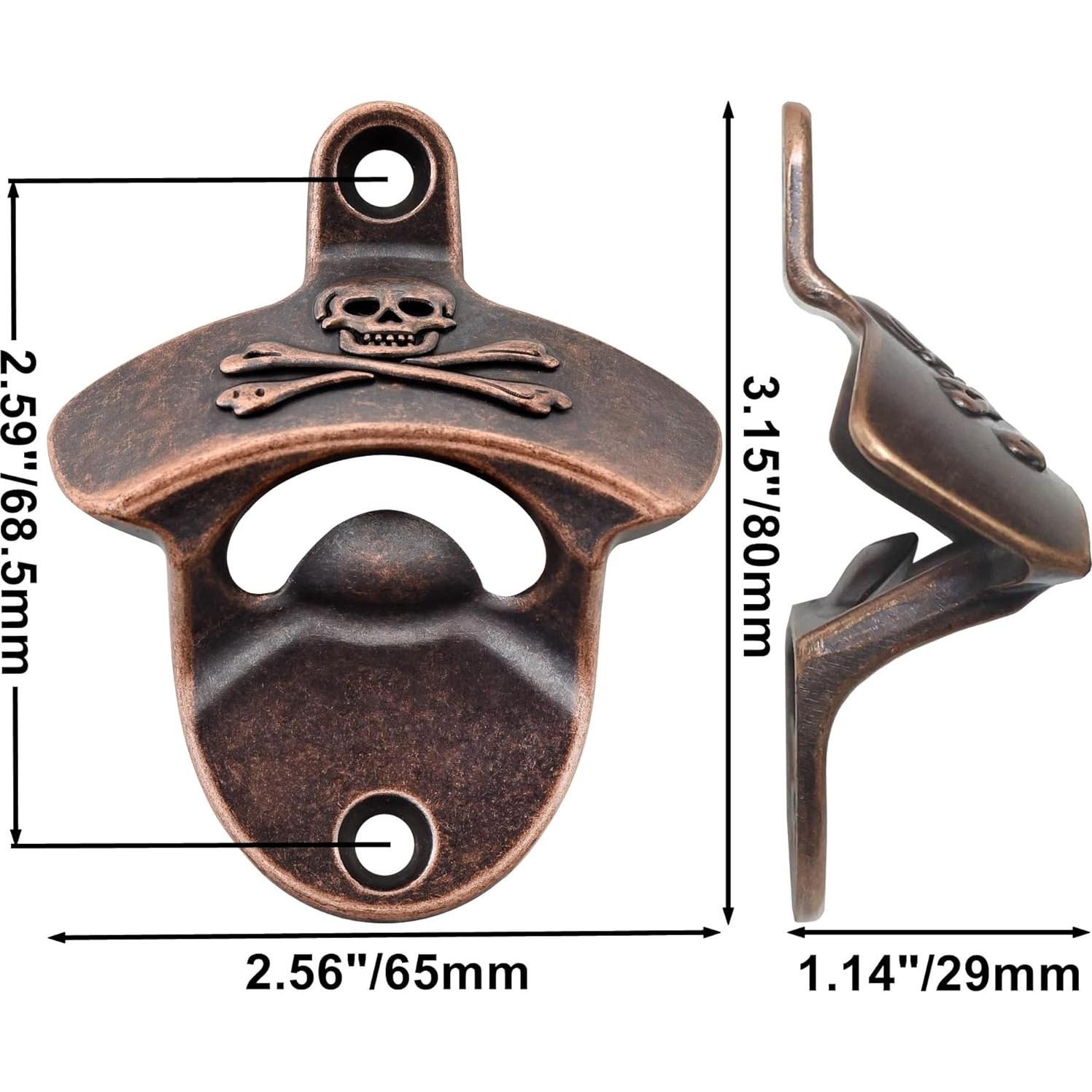 Abrebotellas de Pared HAIICEN Calavera Cobre Antiguo Magnético