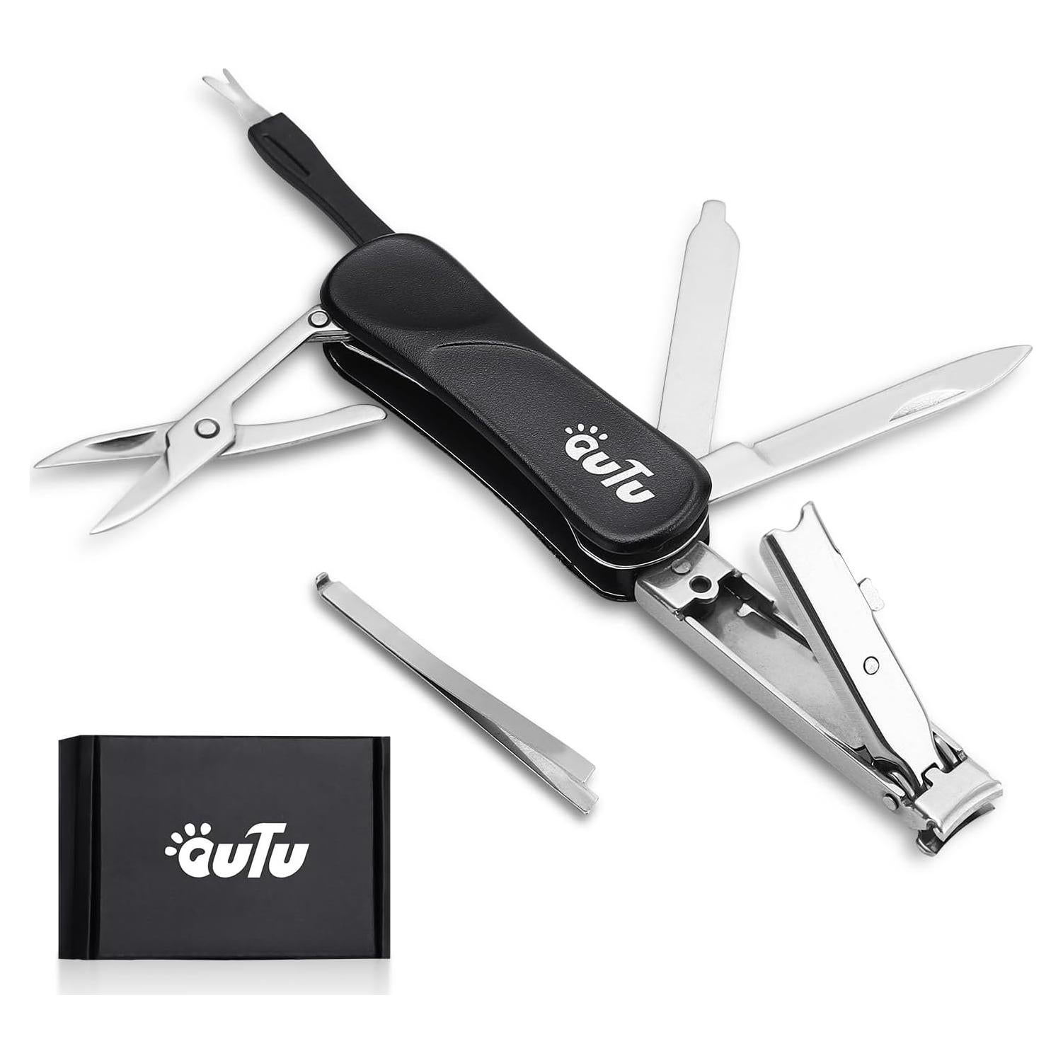 Cortauñas Multiherramienta OUTU 7 en 1 con Llavero Negro