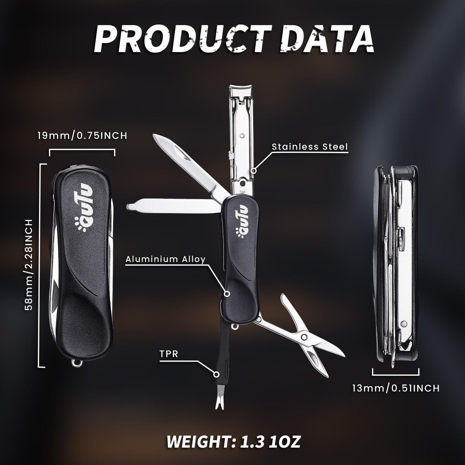 Cortauñas Multiherramienta OUTU 7 en 1 con Llavero Negro