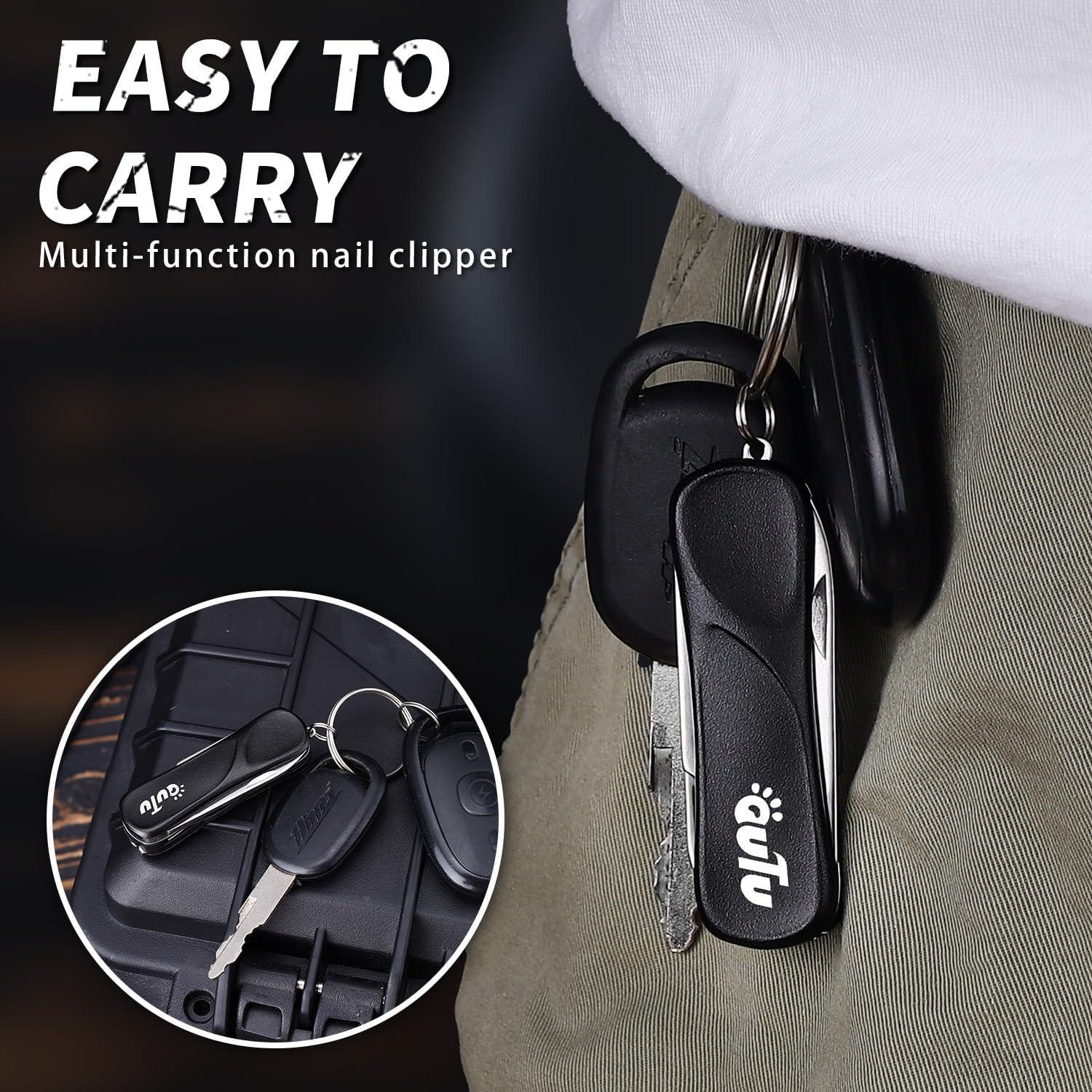 Cortauñas Multiherramienta OUTU 7 en 1 con Llavero Negro