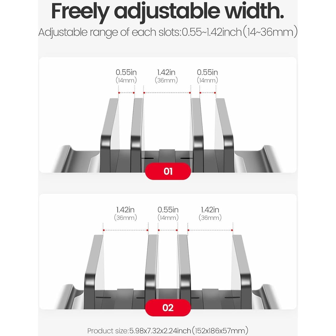 Soporte Vertical para Laptop EAXBUX 3 Ranuras Ajustable