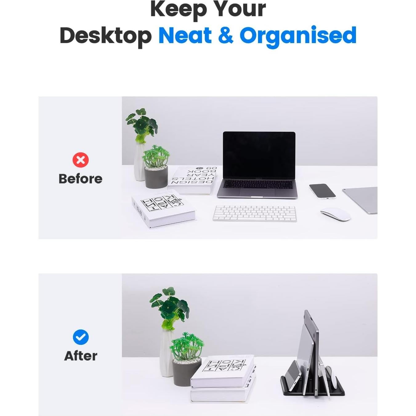 Soporte Vertical para Laptop EAXBUX 3 Ranuras Ajustable