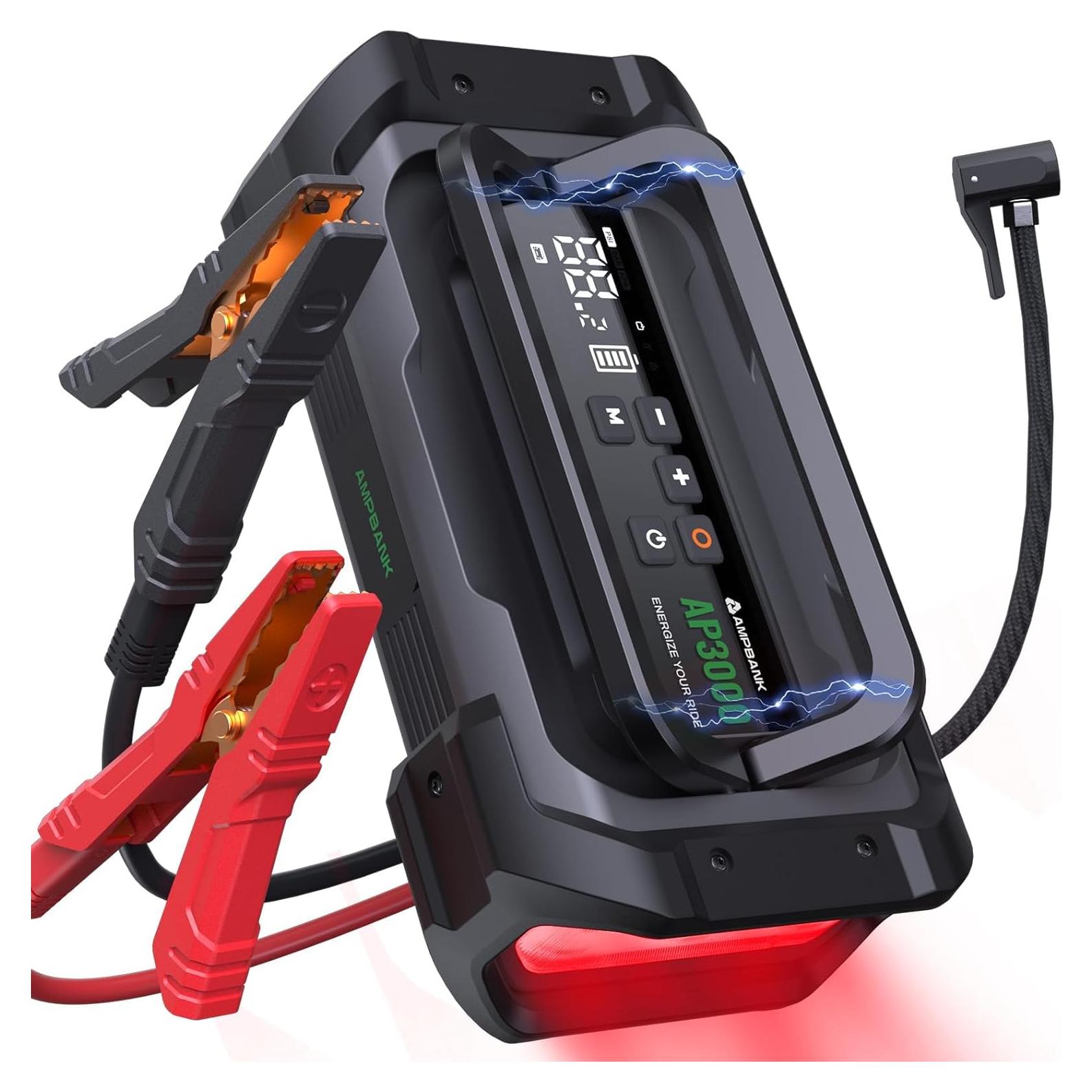 Arrancador de Coche Portátil AMPBANK AP3000-01 con Compresor 150PSI