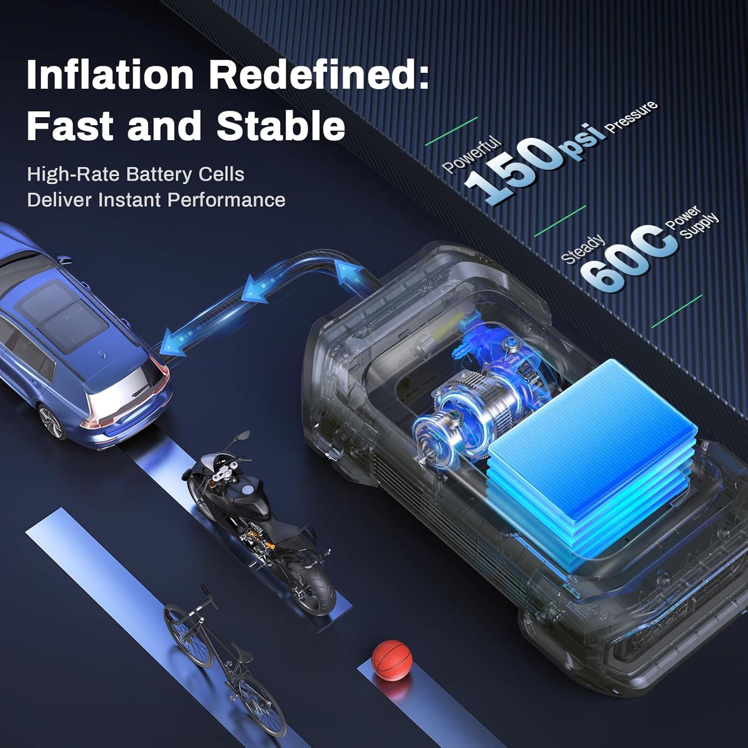 Arrancador de Coche Portátil AMPBANK AP3000-01 con Compresor 150PSI