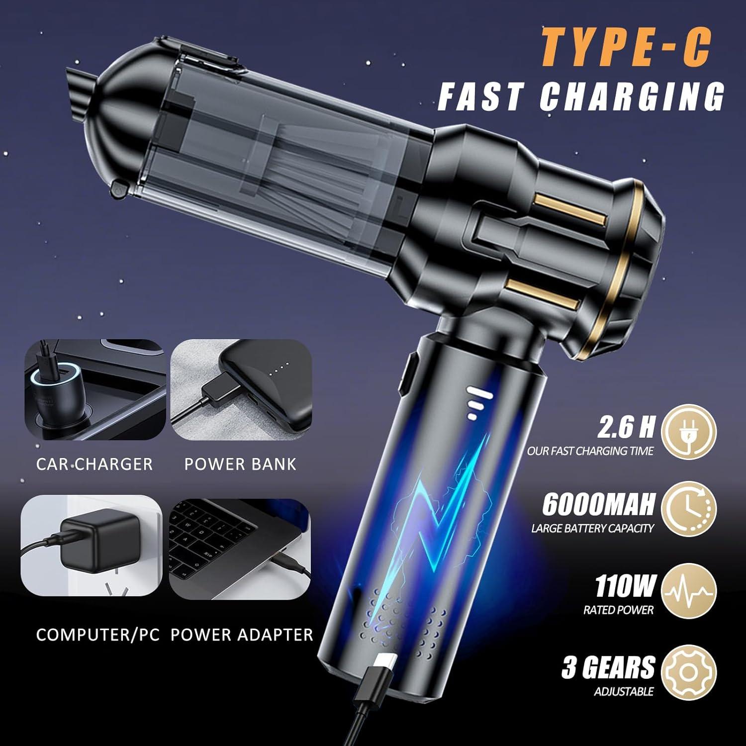 Aspiradora de Mano Inalámbrica BIYQFCR 16000Pa Portátil