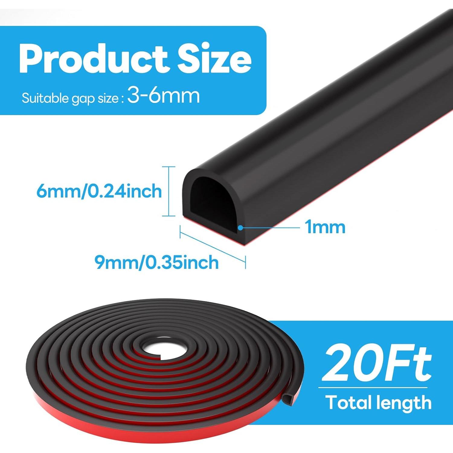 Sello de Burlete Autoadhesivo Orechic 6.1m Silicona Negro