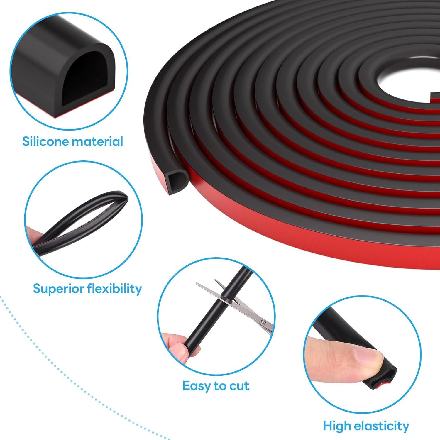 Sello de Burlete Autoadhesivo Orechic 6.1m Silicona Negro