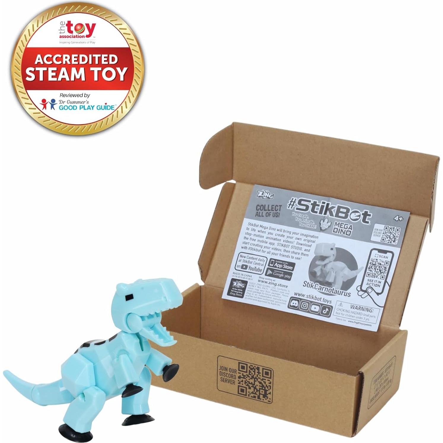 Stikbot MEGA Dino Zing 15.24 cm Azul Hielo Carnotaurus