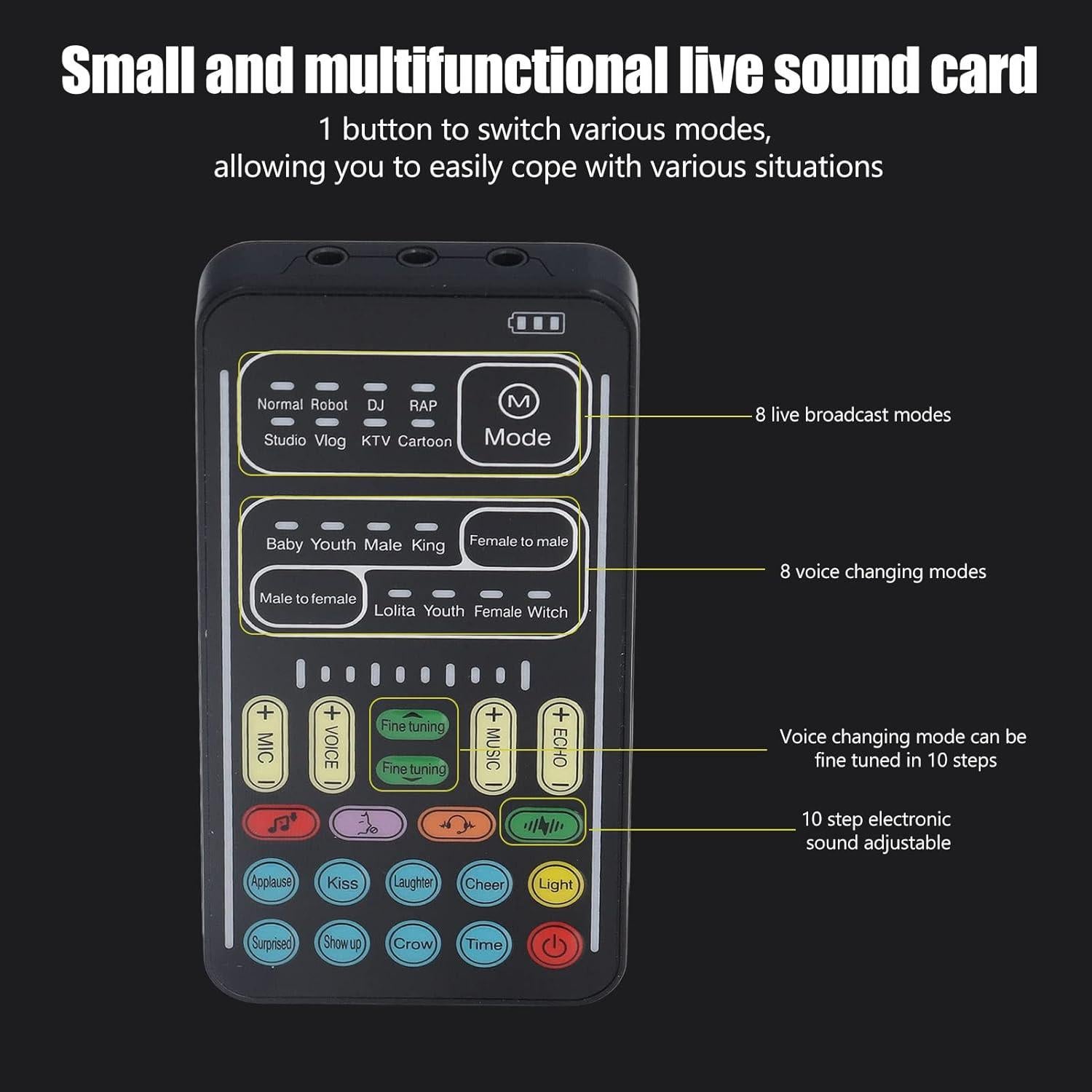 Cambiador de Voz Yosoo Mini Portátil con 8 Efectos de Sonido