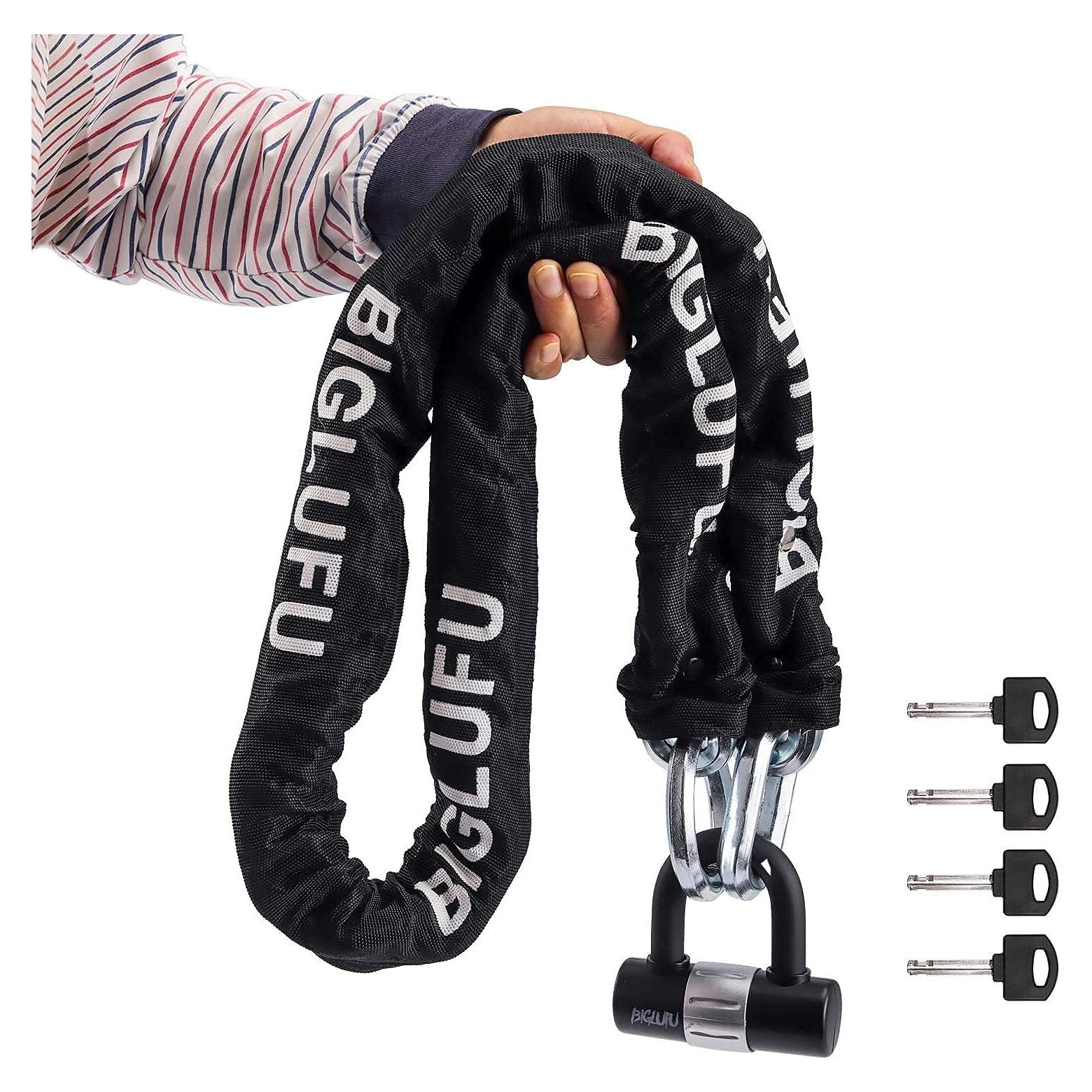 Candado de Cadena BIGLUFU 120cm x 15mm Irrompible para Motocicleta