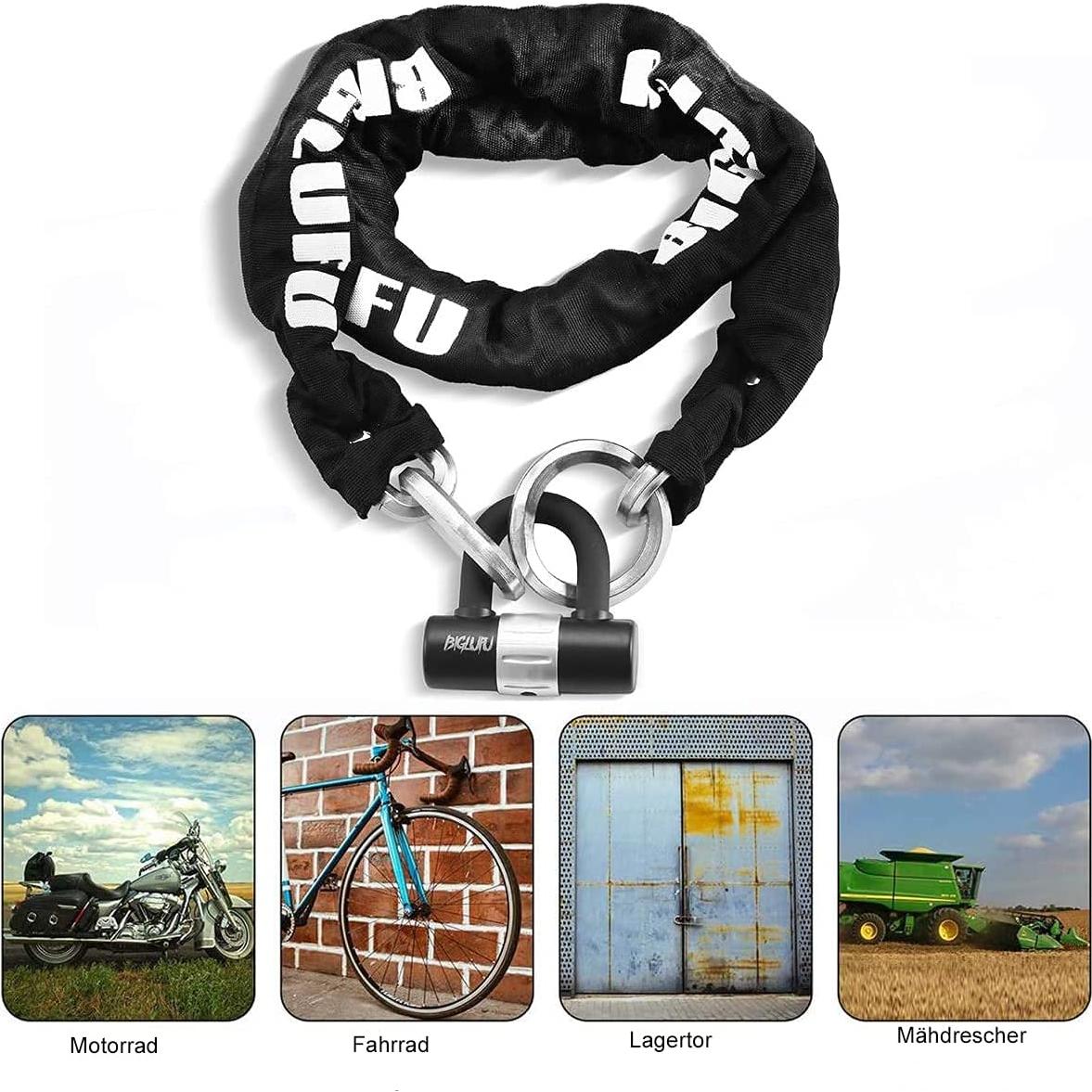 Candado de Cadena BIGLUFU 120cm x 15mm Irrompible para Motocicleta