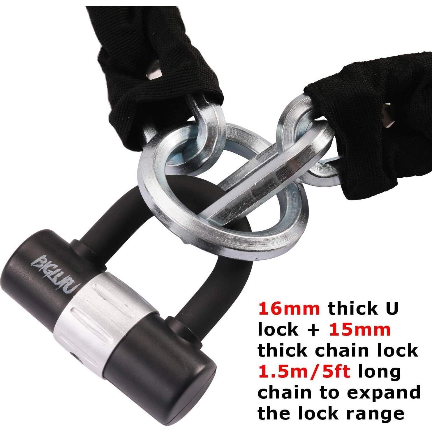 Candado de Cadena BIGLUFU 120cm x 15mm Irrompible para Motocicleta