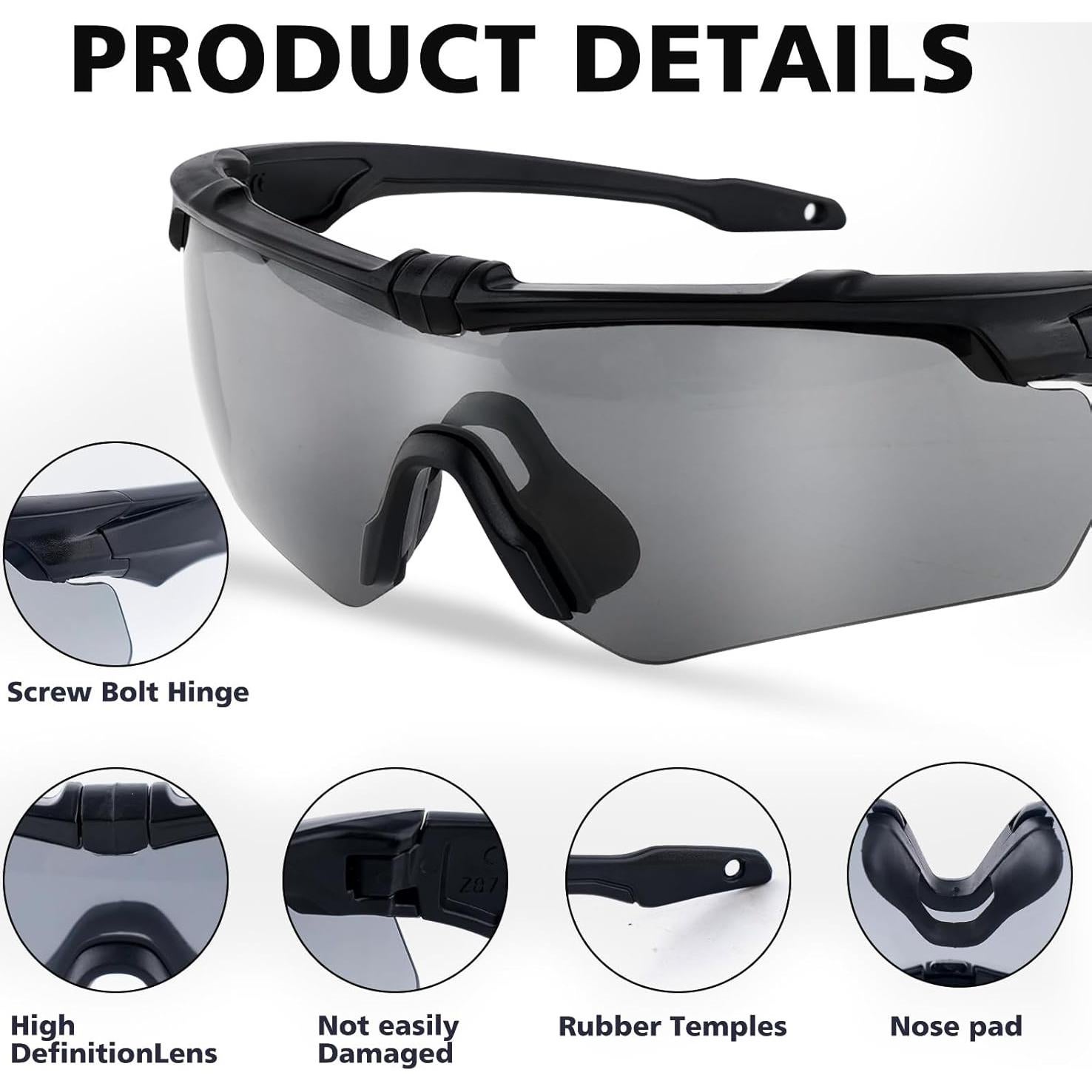 Gafas de Tiro Táctico de Seguridad con Lentes Intercambiables