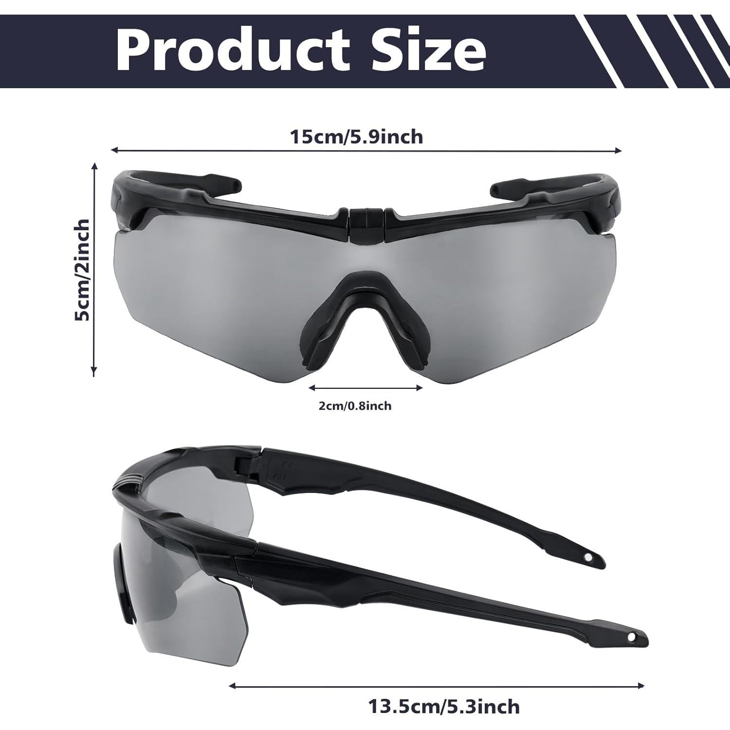 Gafas de Tiro Táctico de Seguridad con Lentes Intercambiables