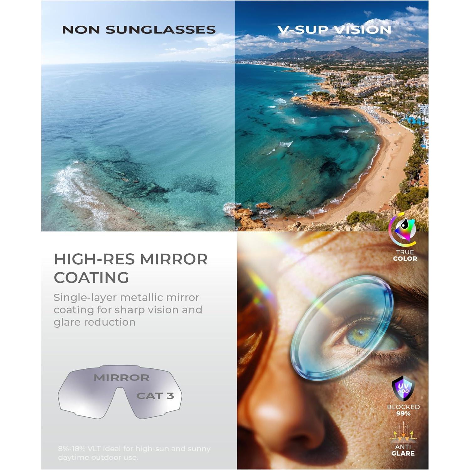 Gafas de Ciclismo V-SUP VC4341 UV400 Ajustables Ultra-Ligeras