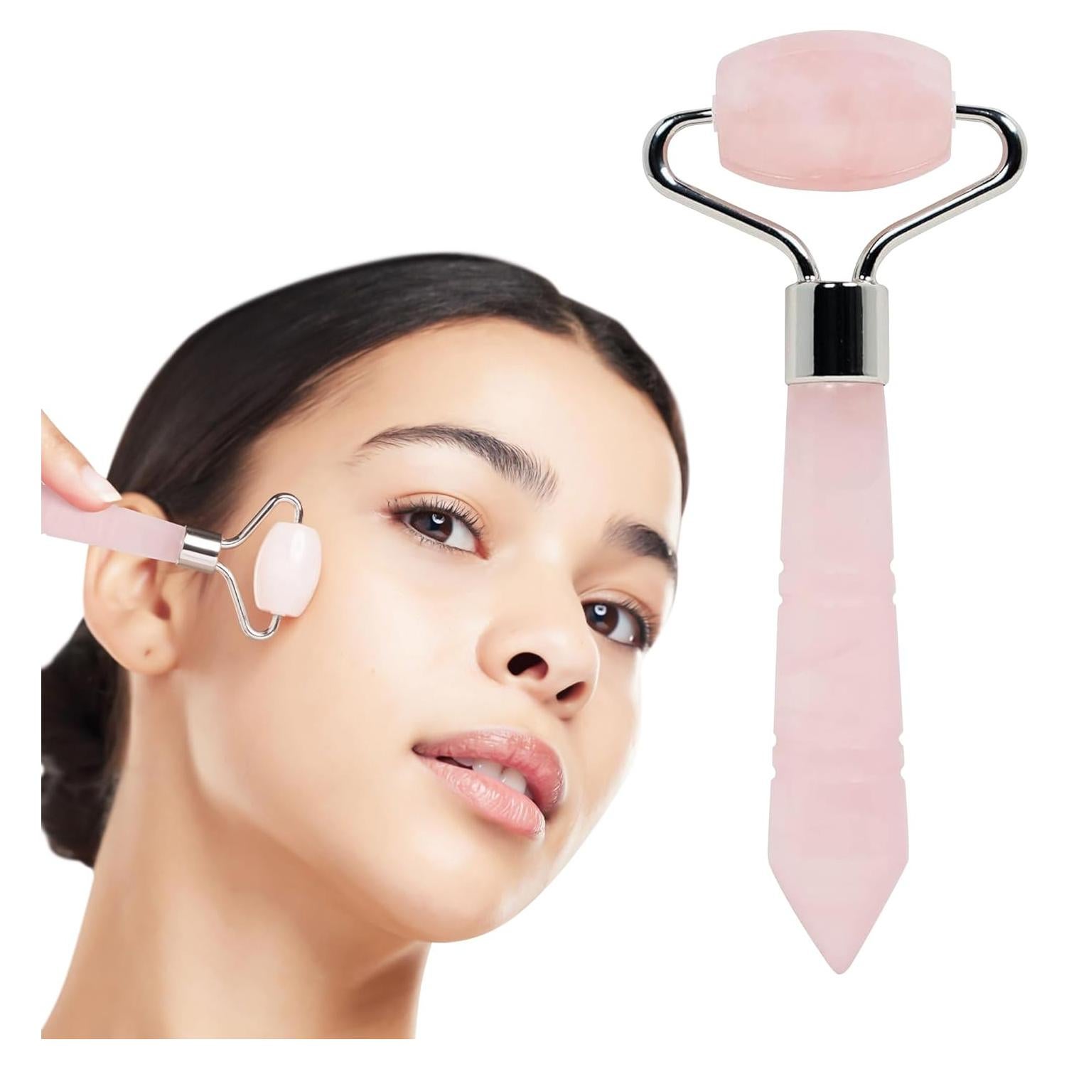 Mini Rodillo Facial de Cuarzo Rosa Plum Beauty - 15 cm