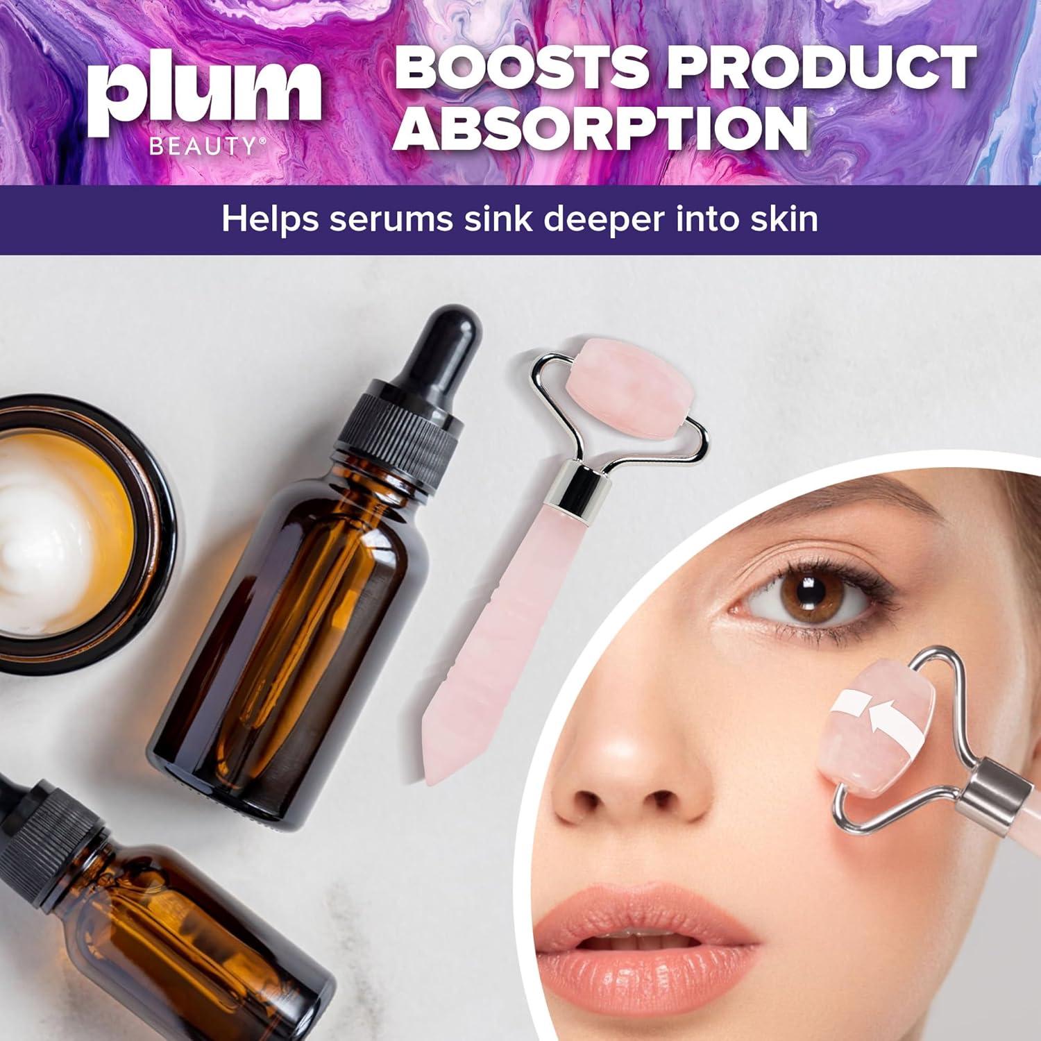 Mini Rodillo Facial de Cuarzo Rosa Plum Beauty - 15 cm