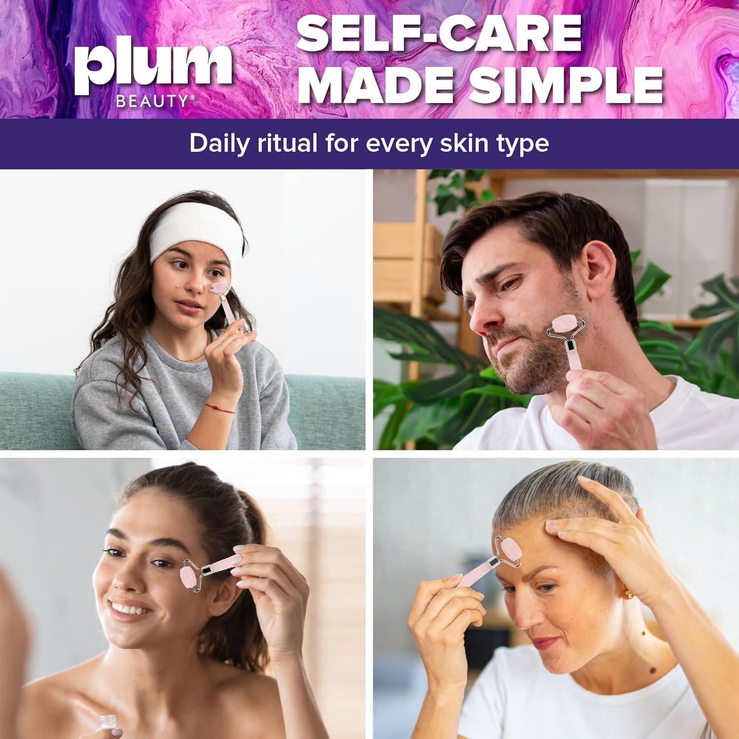 Mini Rodillo Facial de Cuarzo Rosa Plum Beauty - 15 cm