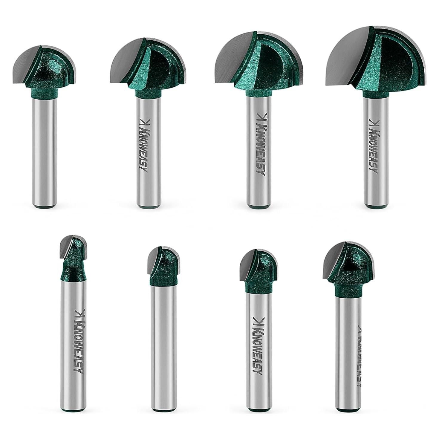 Conjunto de 8 Fresas de Carburo Knoweasy 1/4" para Madera
