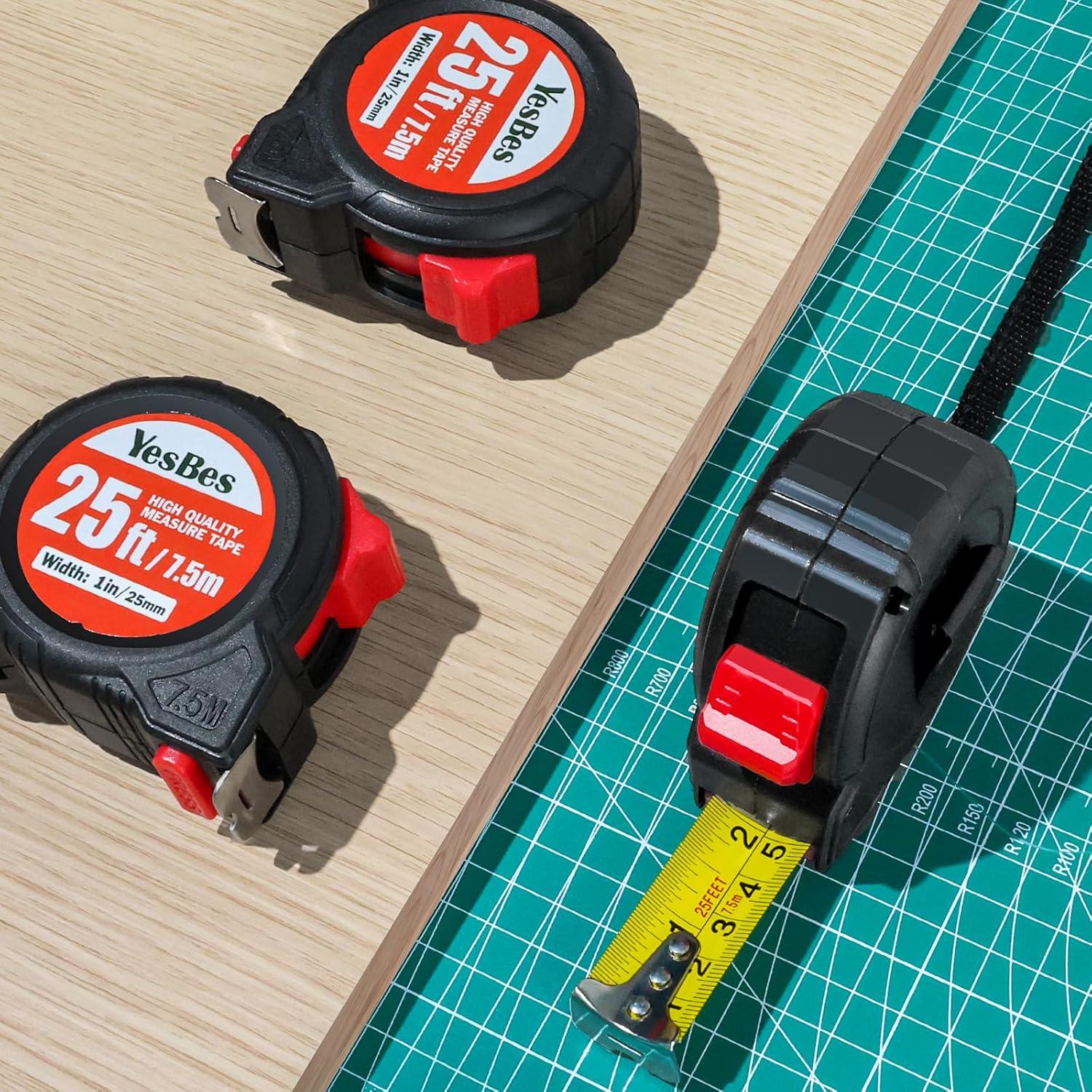 Cinta Métrica Retráctil 25 pies (7.62 m) YesBes - Paquete de 10