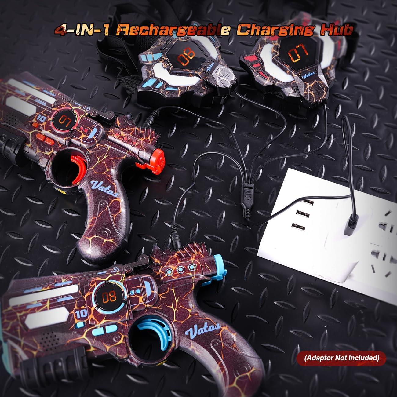 Conjunto Laser Tag Recargable VATOS para 2 Jugadores - 2 Pistolas y 2 Chalecos