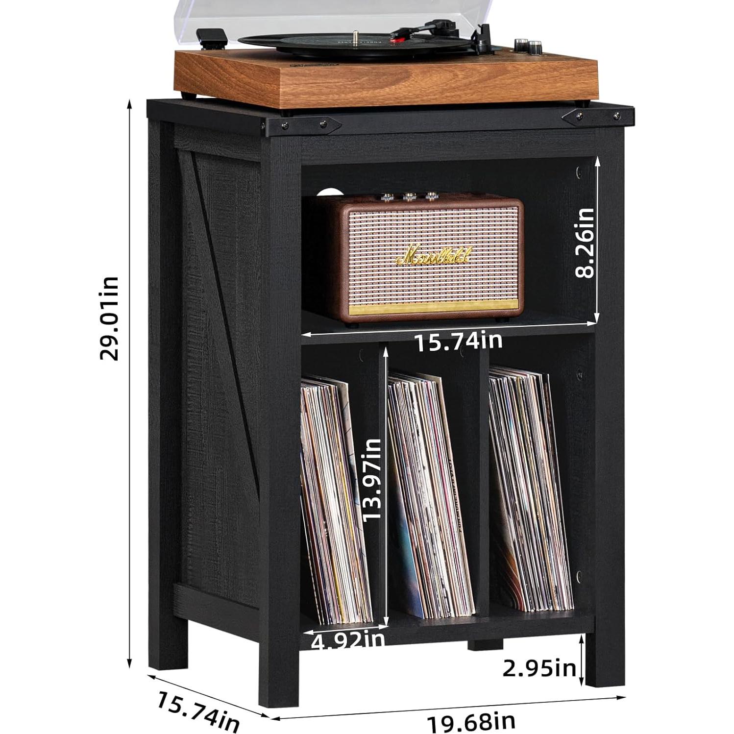 Soporte para Tocadiscos Joaxswe Negro con Almacenamiento 160 Discos