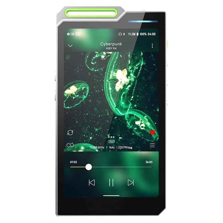 HiBy R4 Next-Gen Digital Audio Player with Spotify, Bluetooth, Wi-Fi, and Android 12 OS | 4-Way HiFi DAP with 3.5mm & 4.4mm Balanced Outputs | 32GB Internal + Expandable Memory up to 2TB (Green)