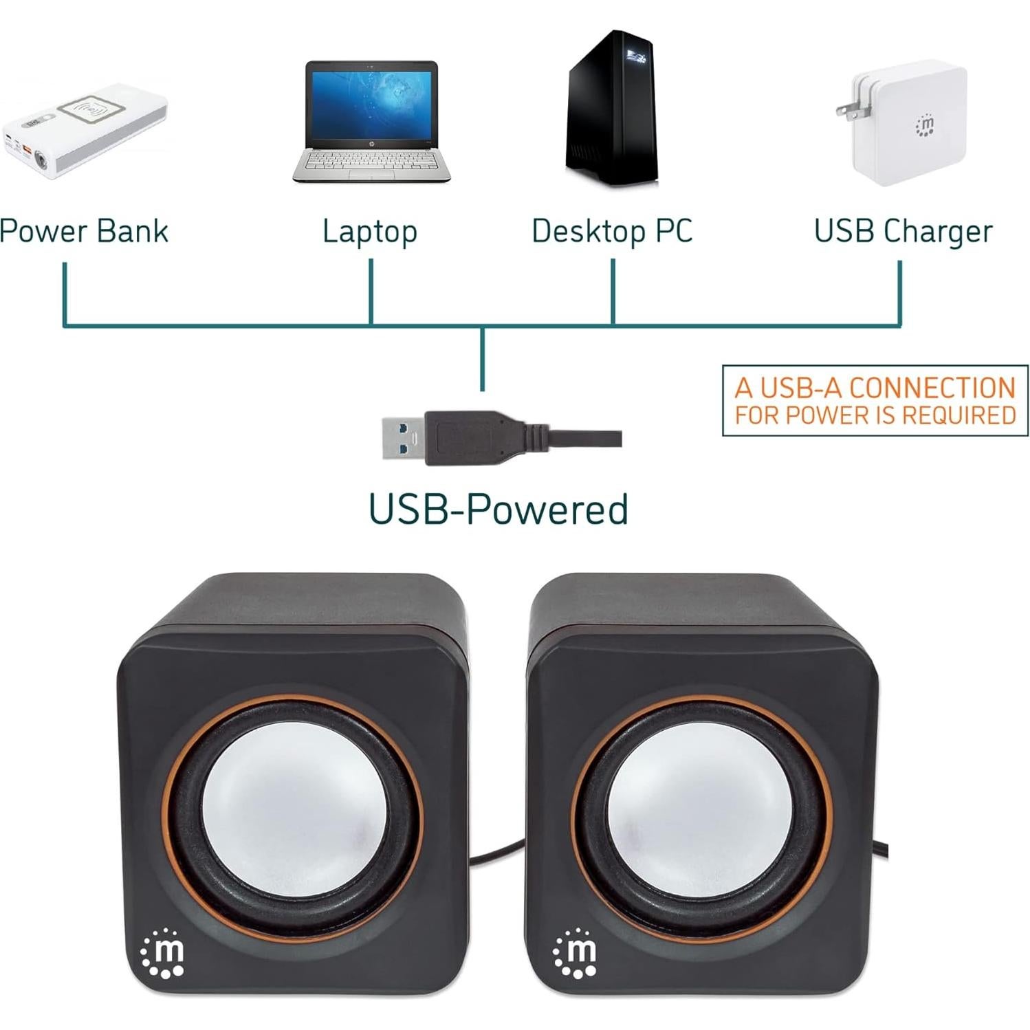 Altavoces Estéreo USB Manhattan 161435 - Compactos y Potentes