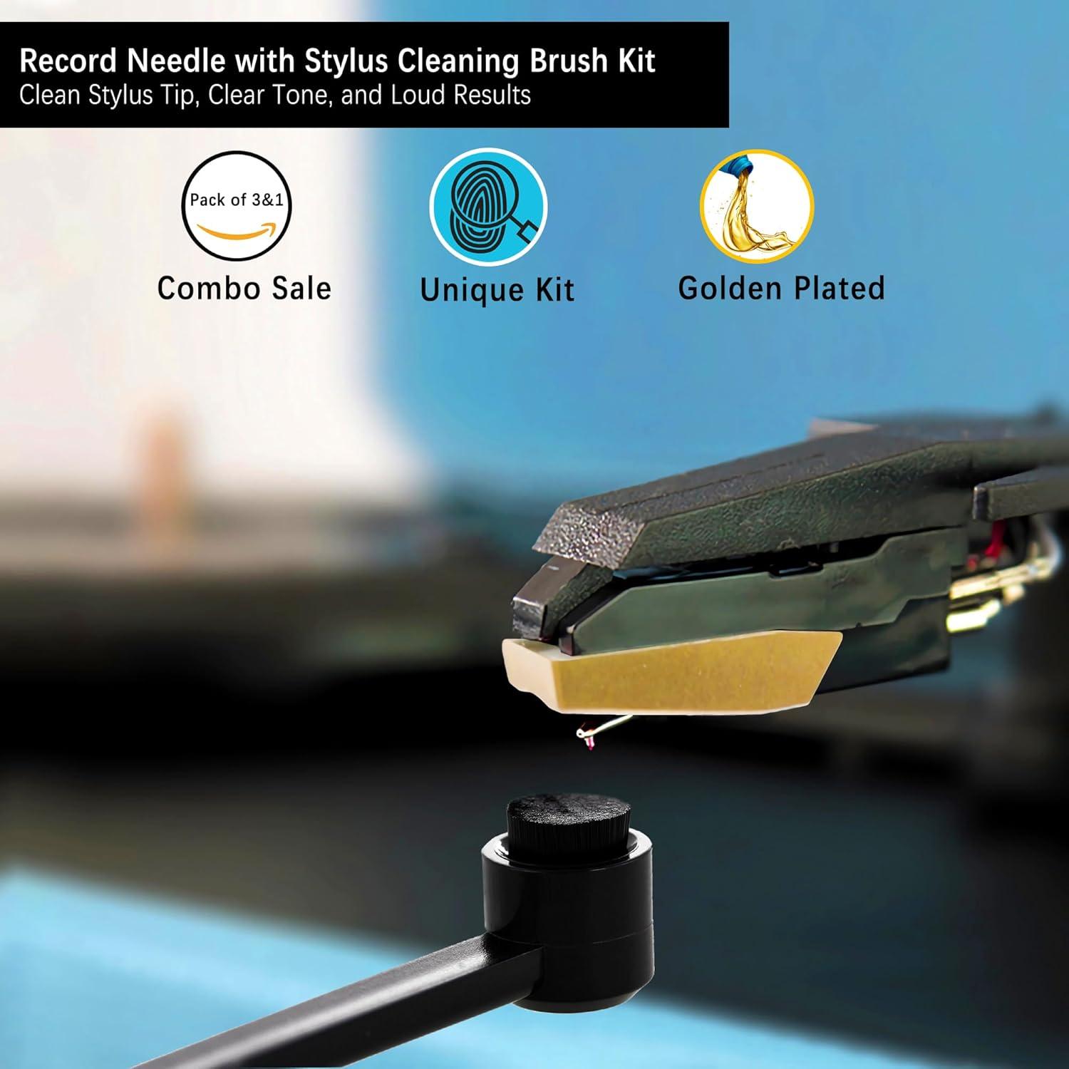 Kit de Agujas de Tocadiscos de Diamante + Cepillo de Limpieza