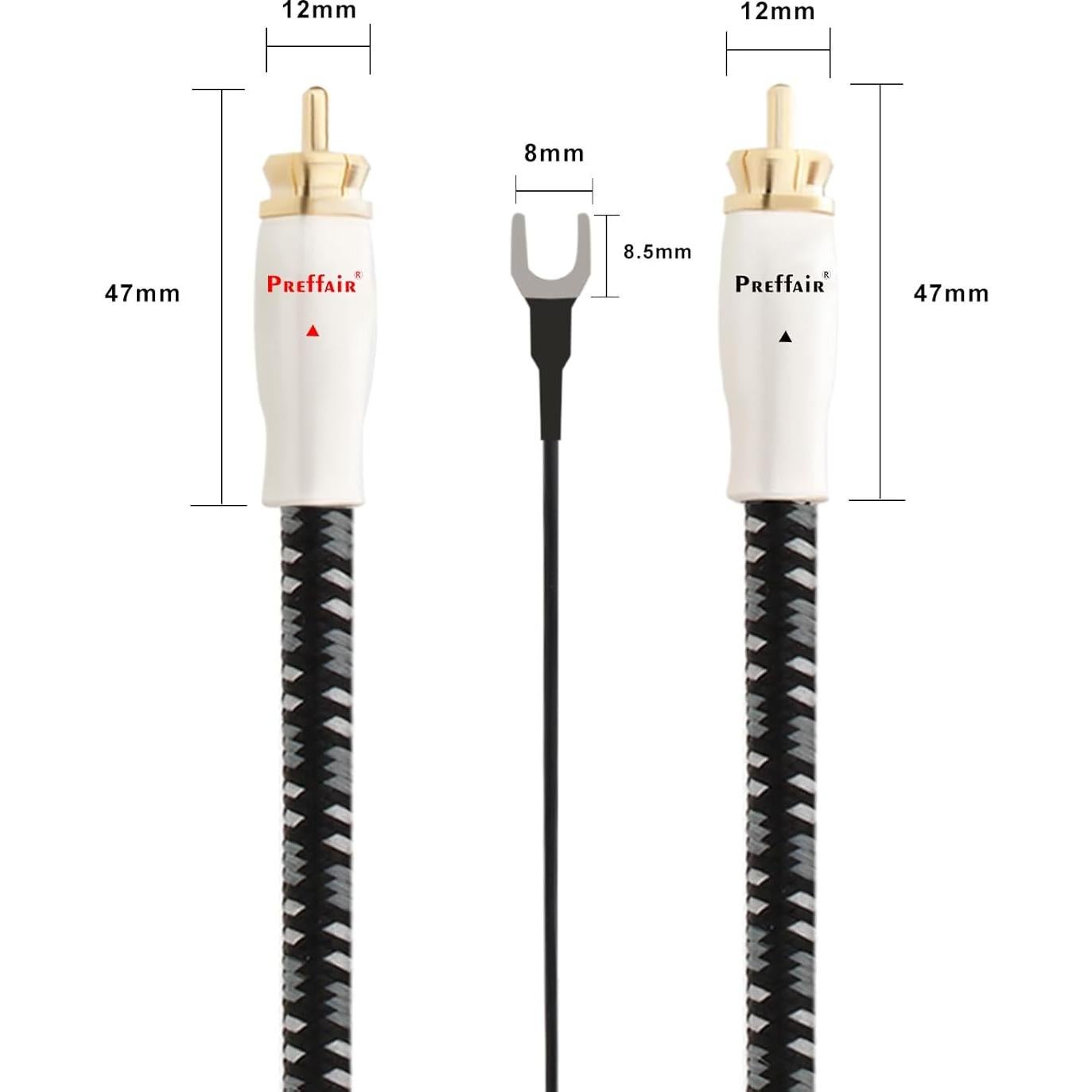 Cable de Tornamesa Preffair X425-2R 1m RCA con Tierra