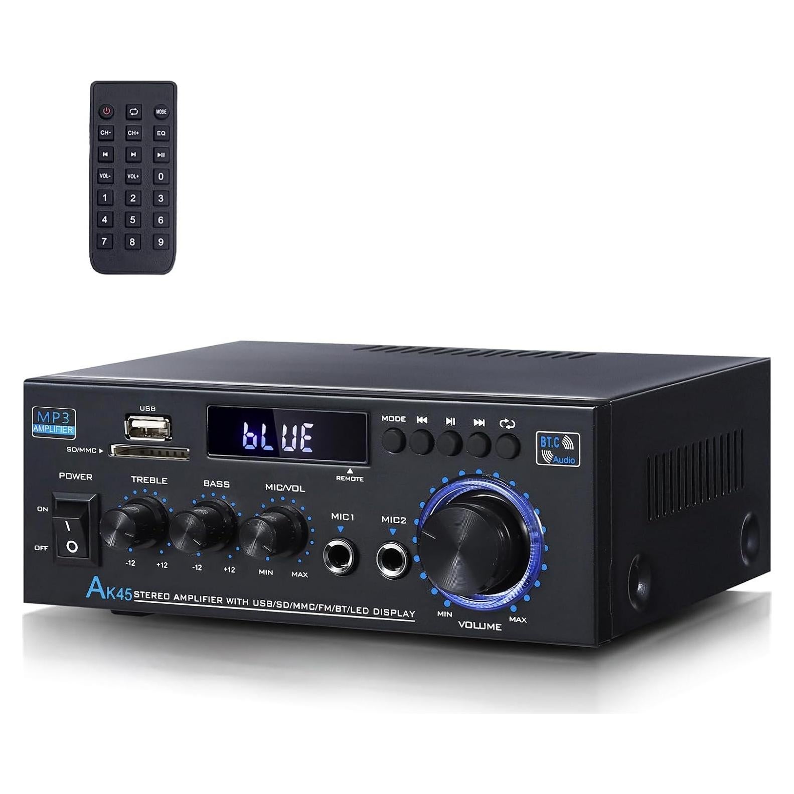 Amplificador Estéreo WOOPKER AK45 300W 2 Canales Bluetooth