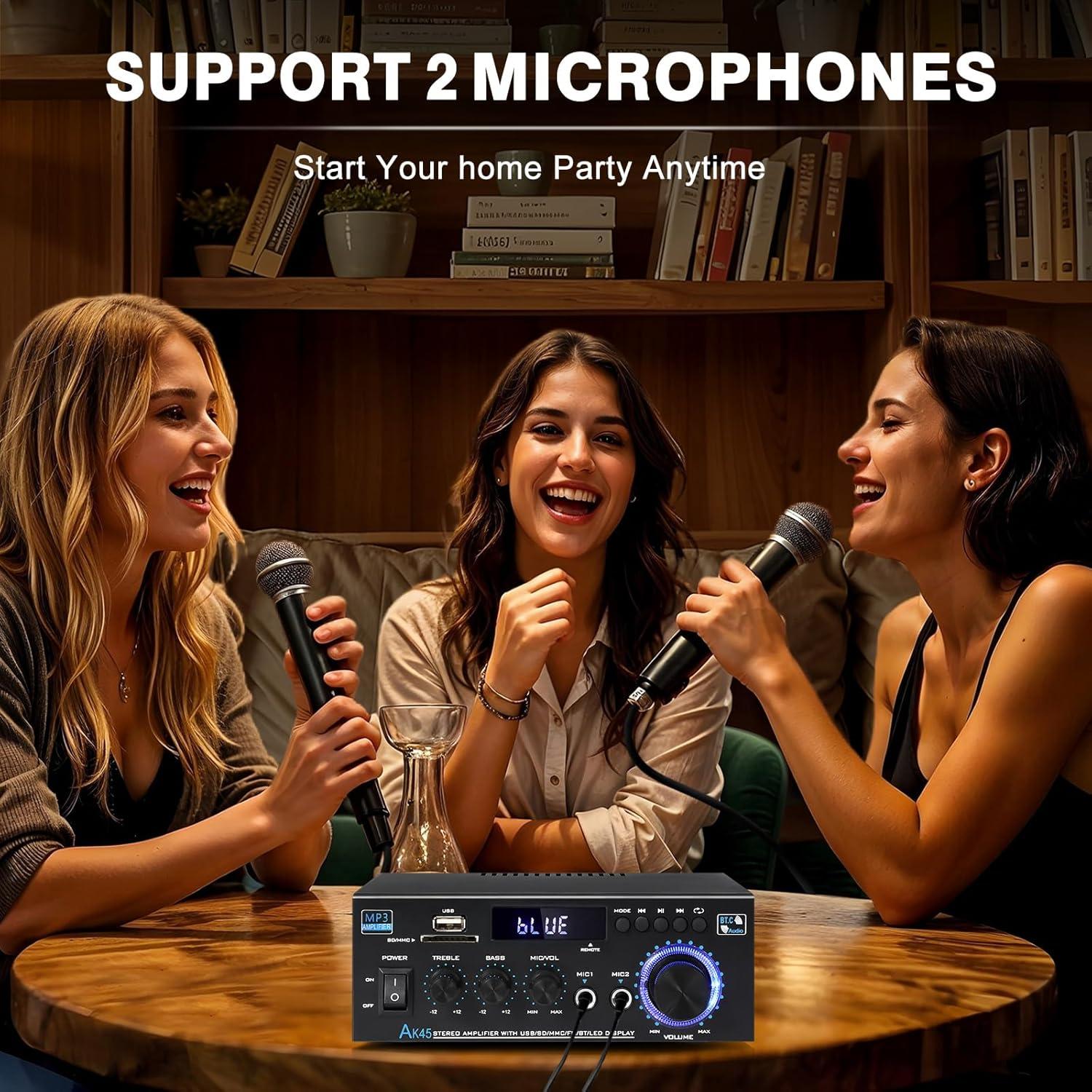 Amplificador Estéreo WOOPKER AK45 300W 2 Canales Bluetooth