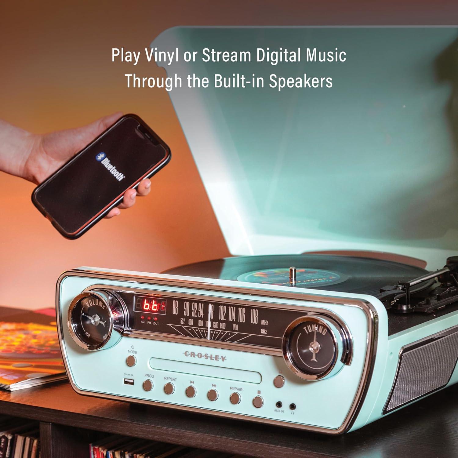 Reproductor de Vinilo 7-en-1 Crosley CR6047A-AB Bluetooth Azul Aqua