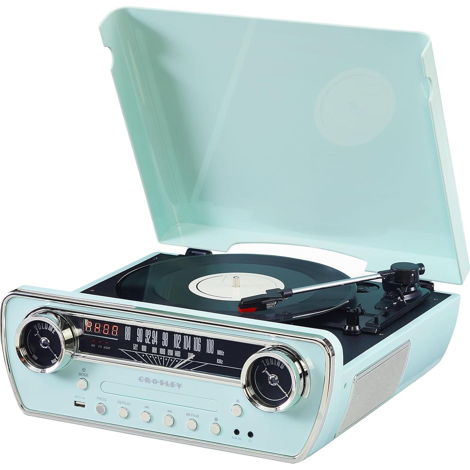 Reproductor de Vinilo 7-en-1 Crosley CR6047A-AB Bluetooth Azul Aqua