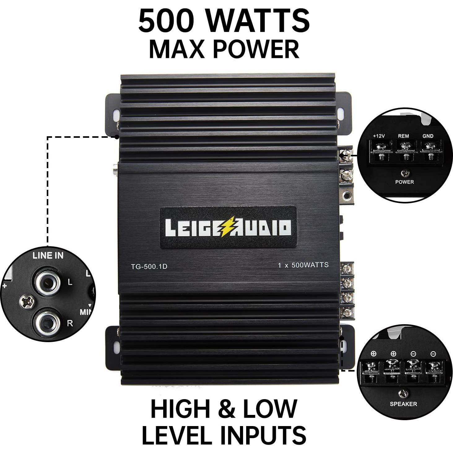 Amplificador MonoBlock LEIGESAUDIO 500W Clase D 1 Ohm